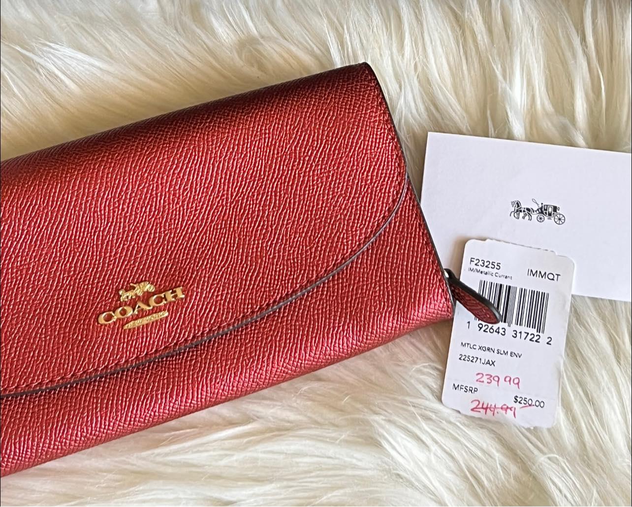 Coach Metallic Crossgrain Slim Envelope Wallet