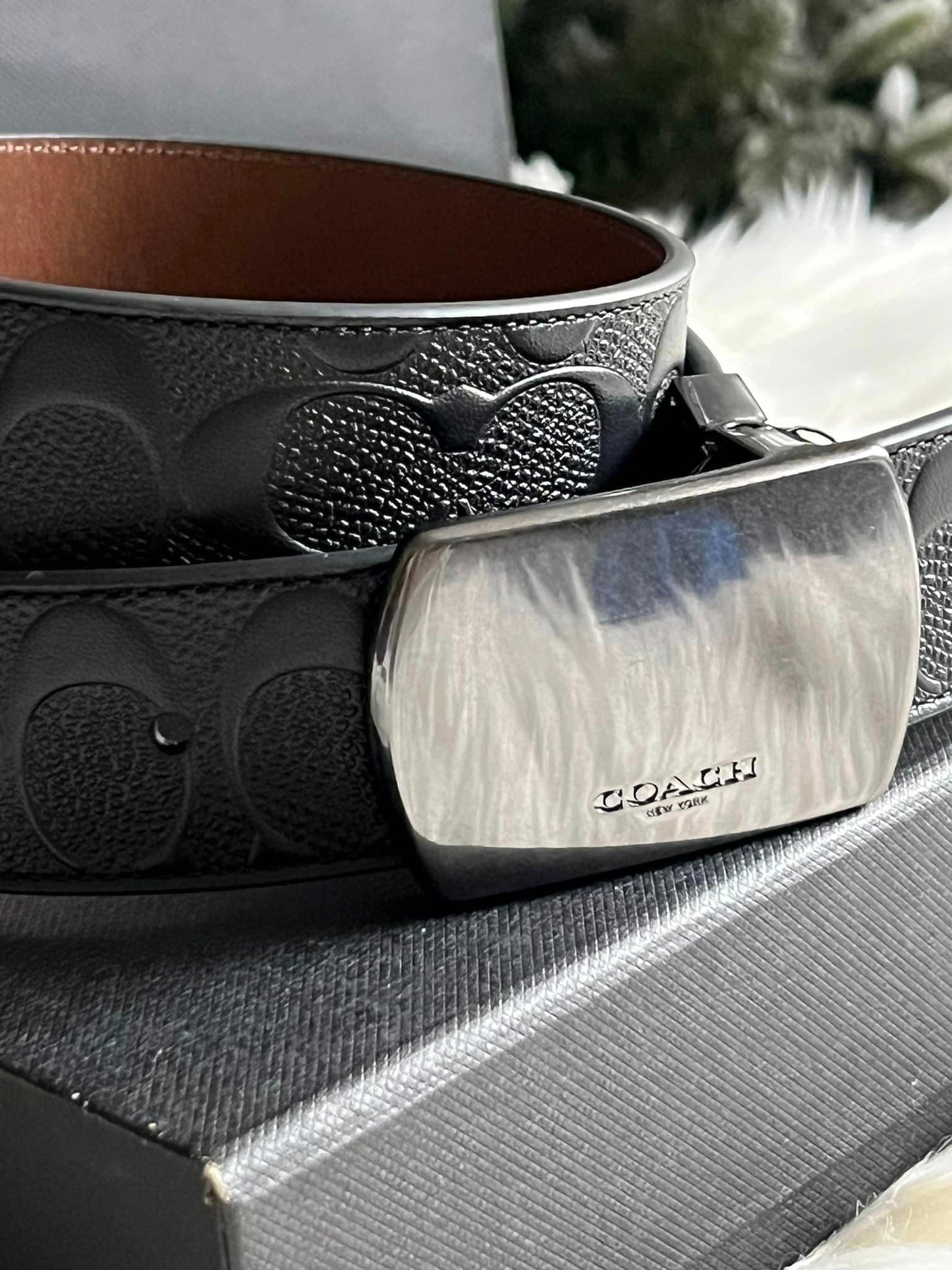 Coach Plaque Buckle Cut to Size Reversible Belt