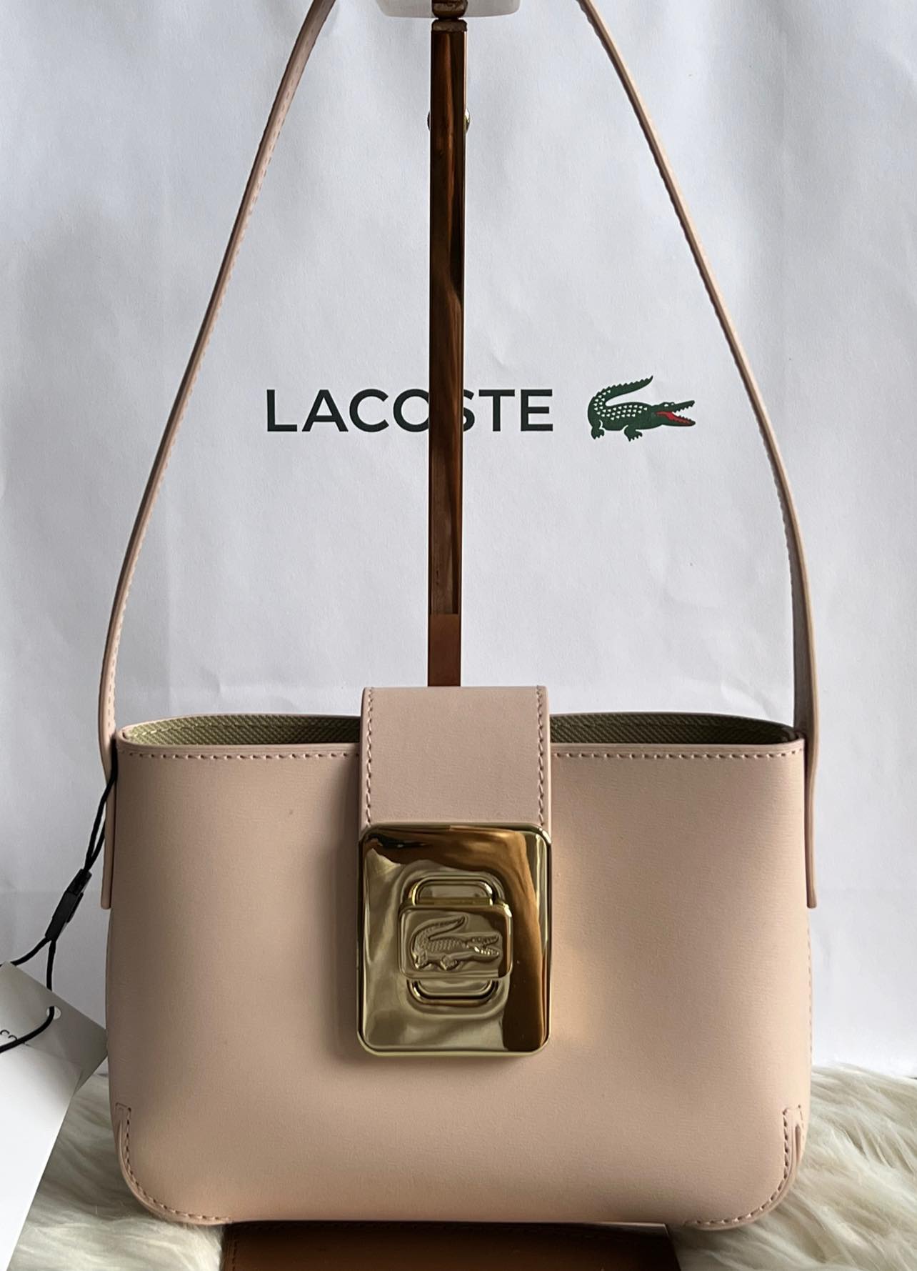 Lacoste Women's Amelia Engraved Metal Crocodile Leather Shoulder Bag – Club  de Mode