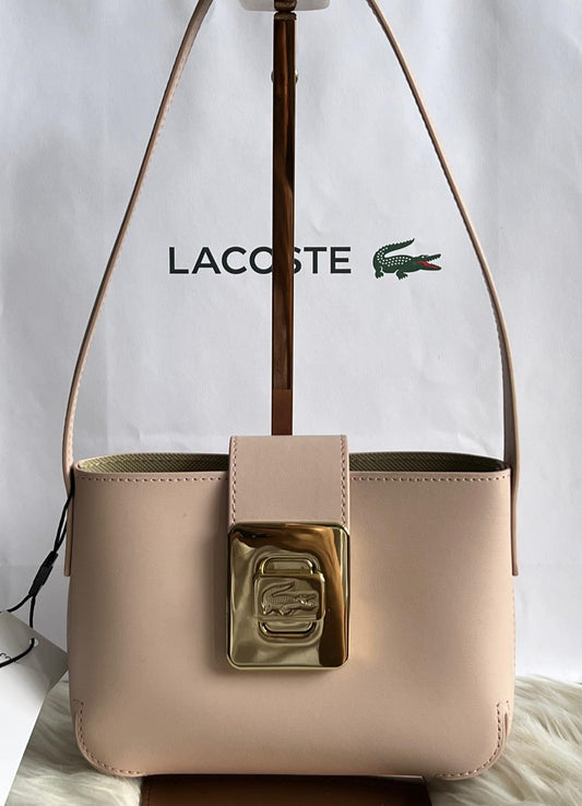 Lacoste Women’s Amelia Engraved Metal Crocodile Leather Shoulder Bag