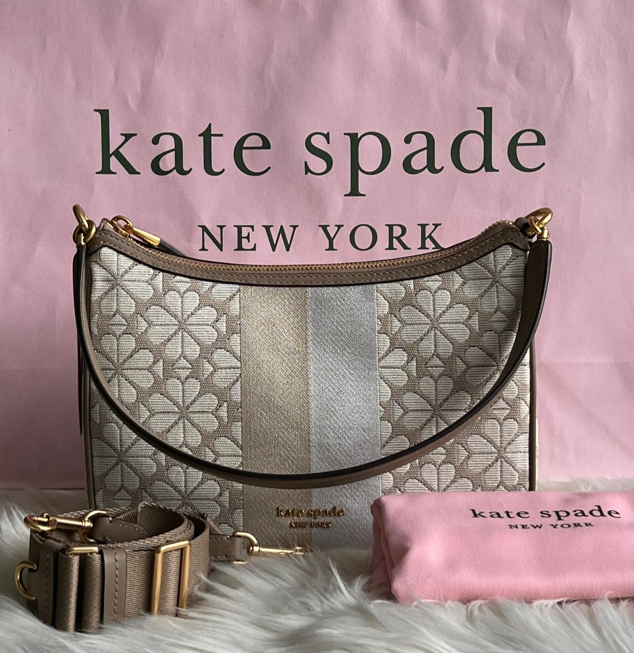 Kate Spade New York Spade Flower Jacquard Cross-body Bag - White