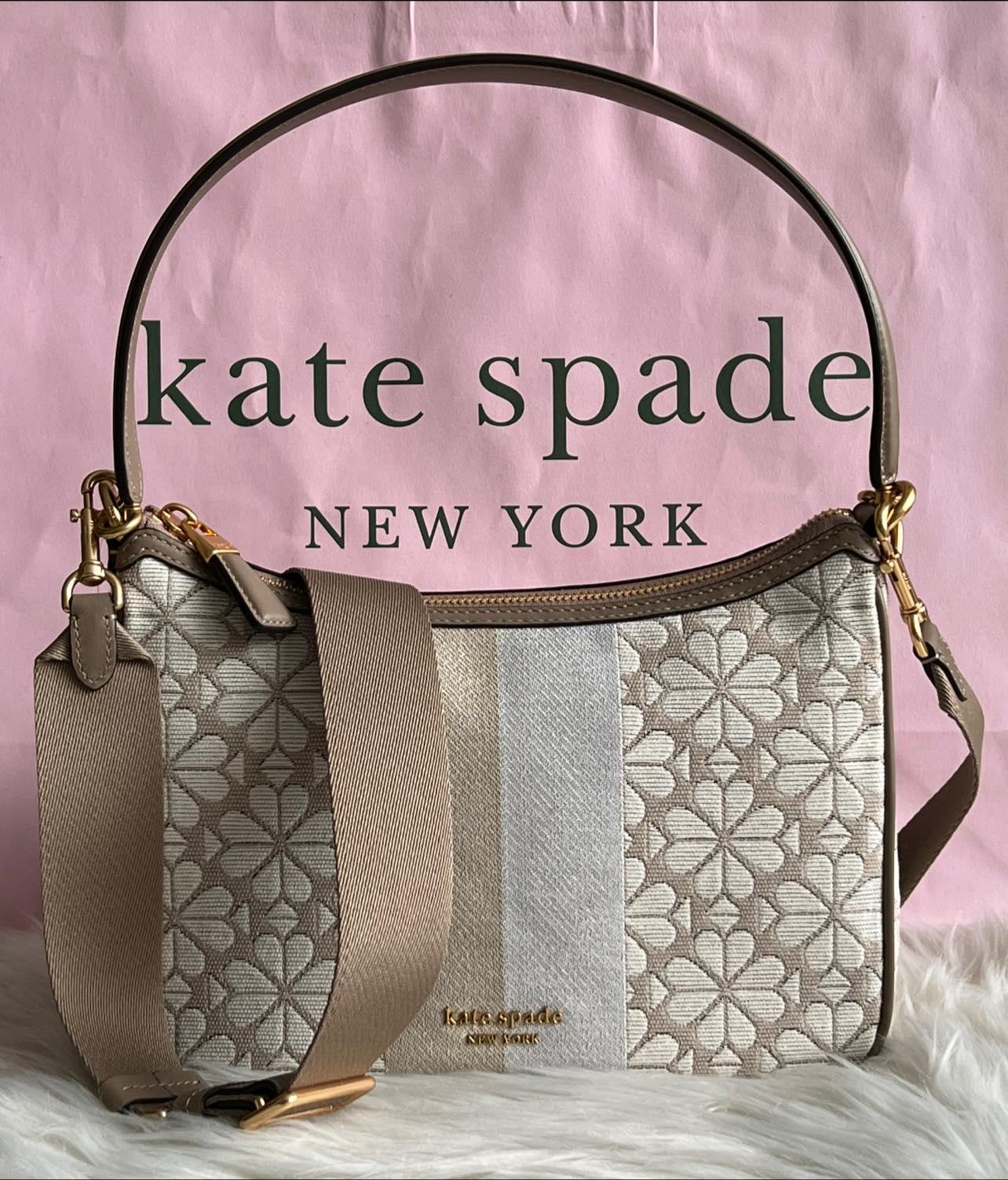 Kate Spade Spade Flower Jacquard Stripe Sam Small Convertible Shoulder Bag