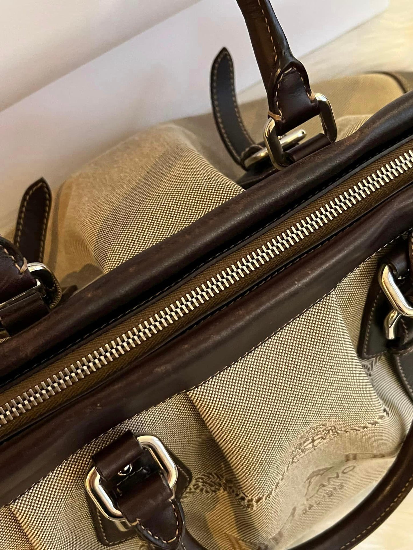 Prada Logo Satchel in Jacquard Canvas