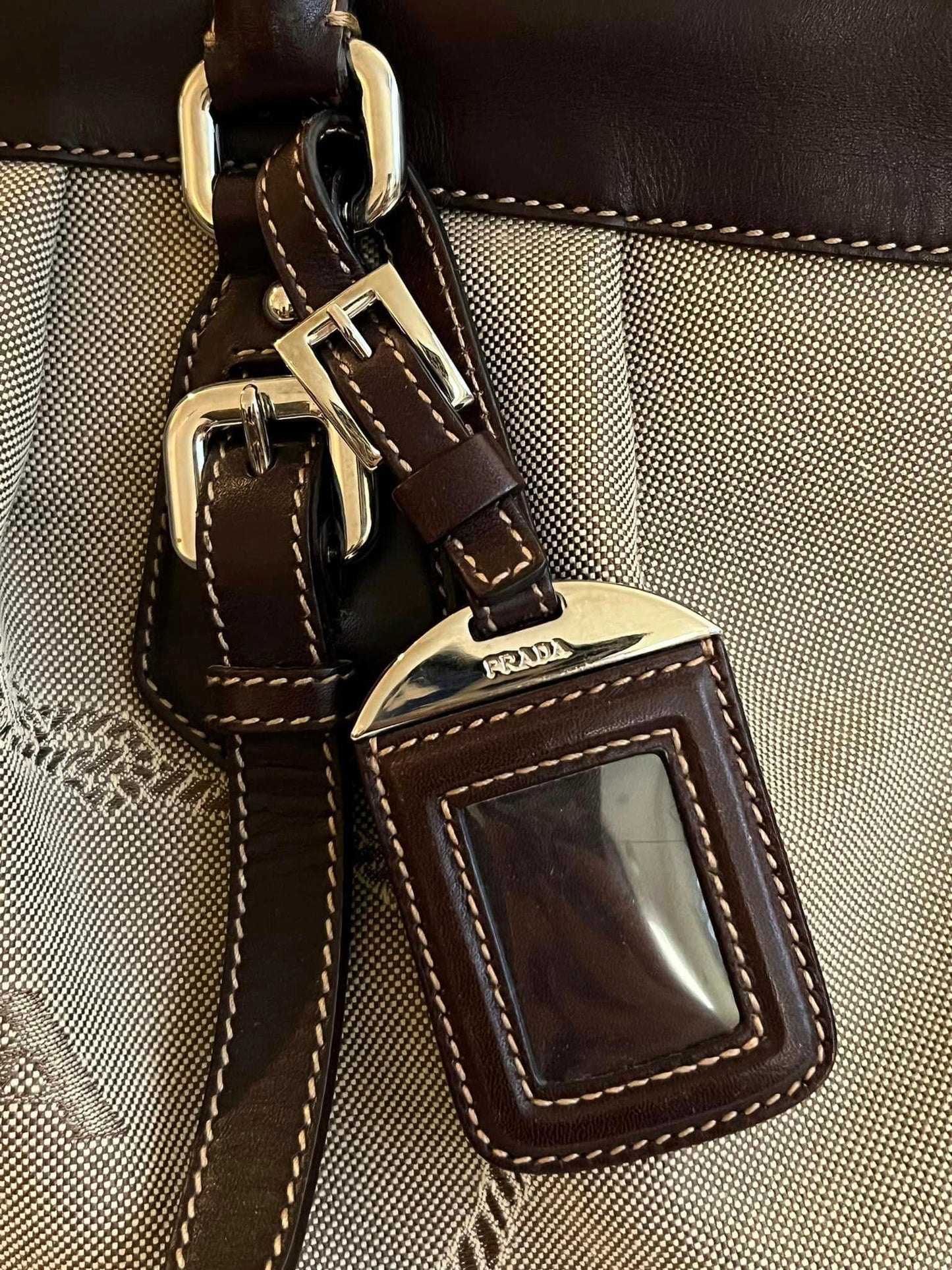 Prada Logo Satchel in Jacquard Canvas