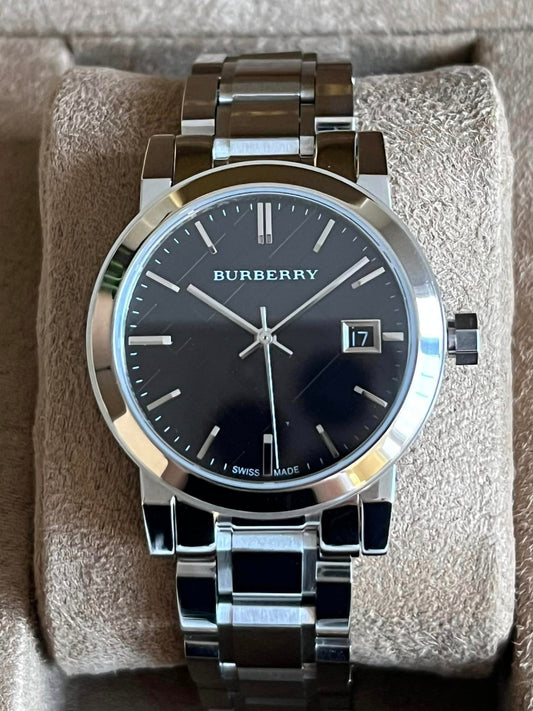 Burberry Women’s Black Check Stamped Dial Stainless Steel