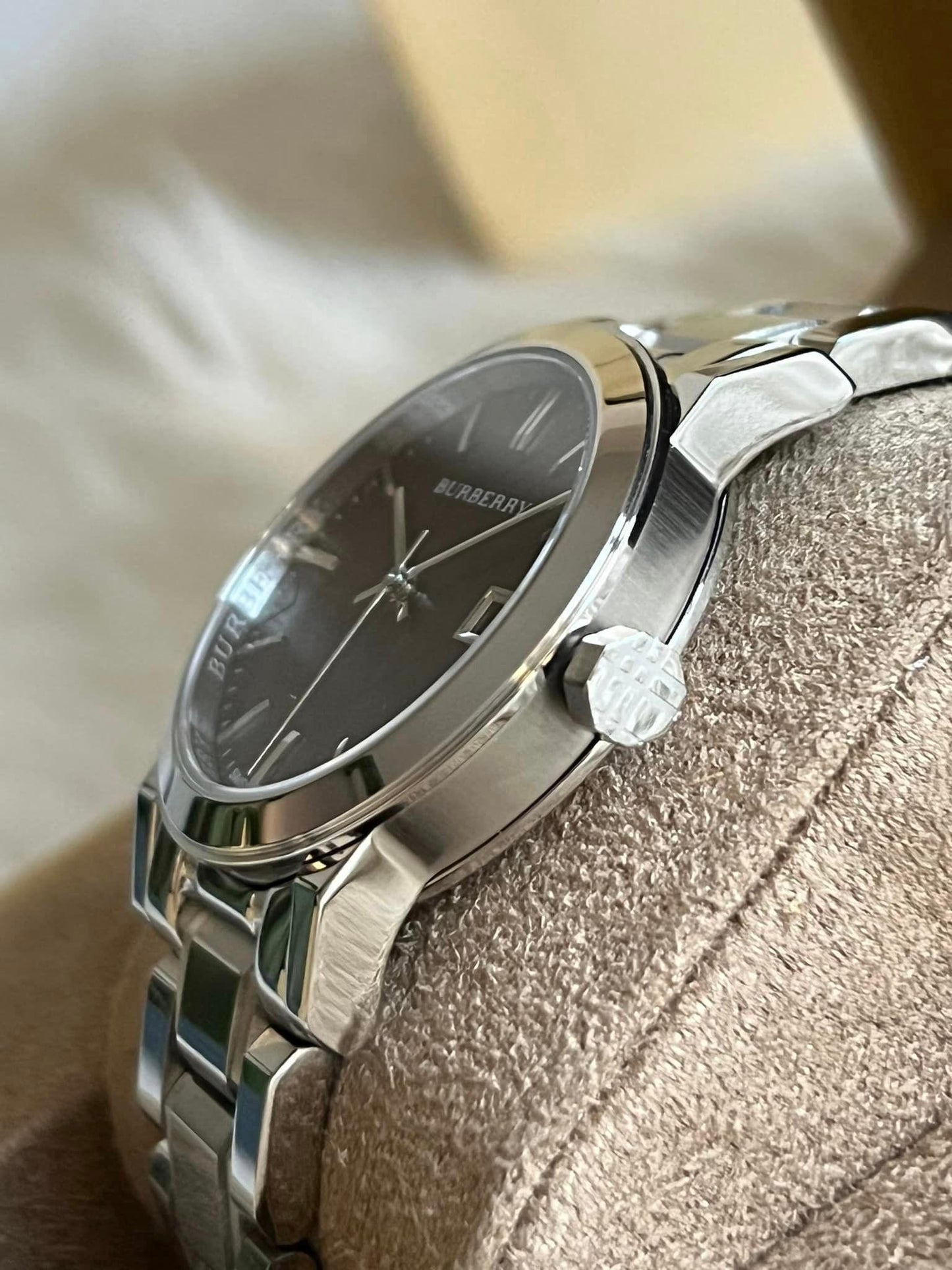 Burberry Women’s Black Check Stamped Dial Stainless Steel