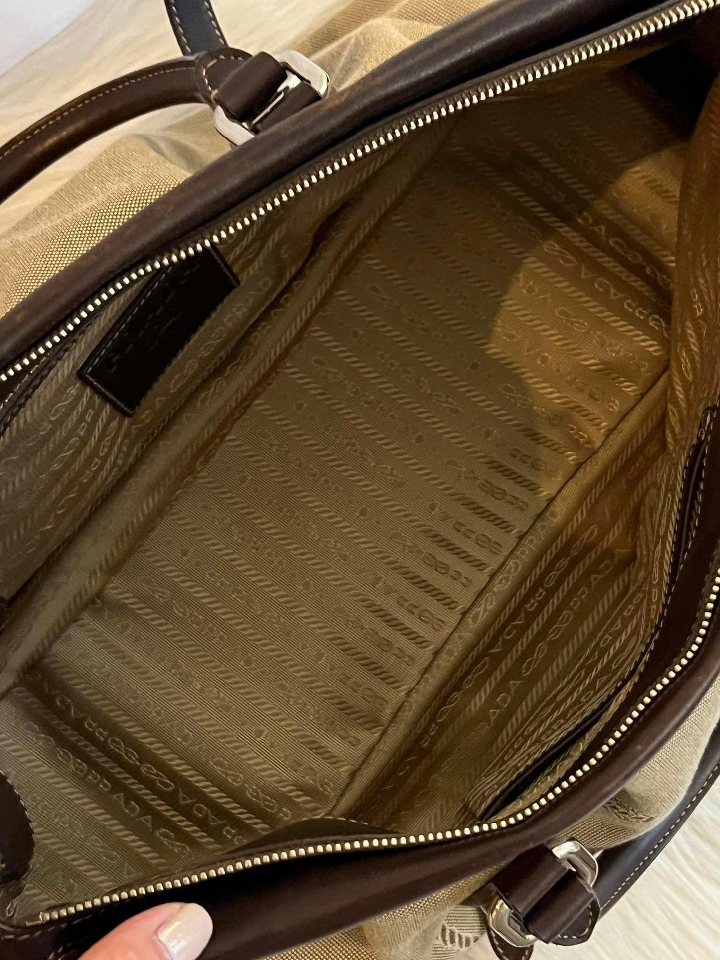 Prada Logo Satchel in Jacquard Canvas