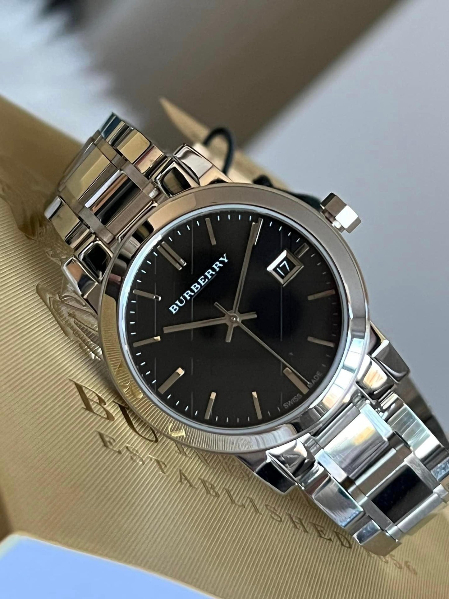 Burberry Women’s Black Check Stamped Dial Stainless Steel