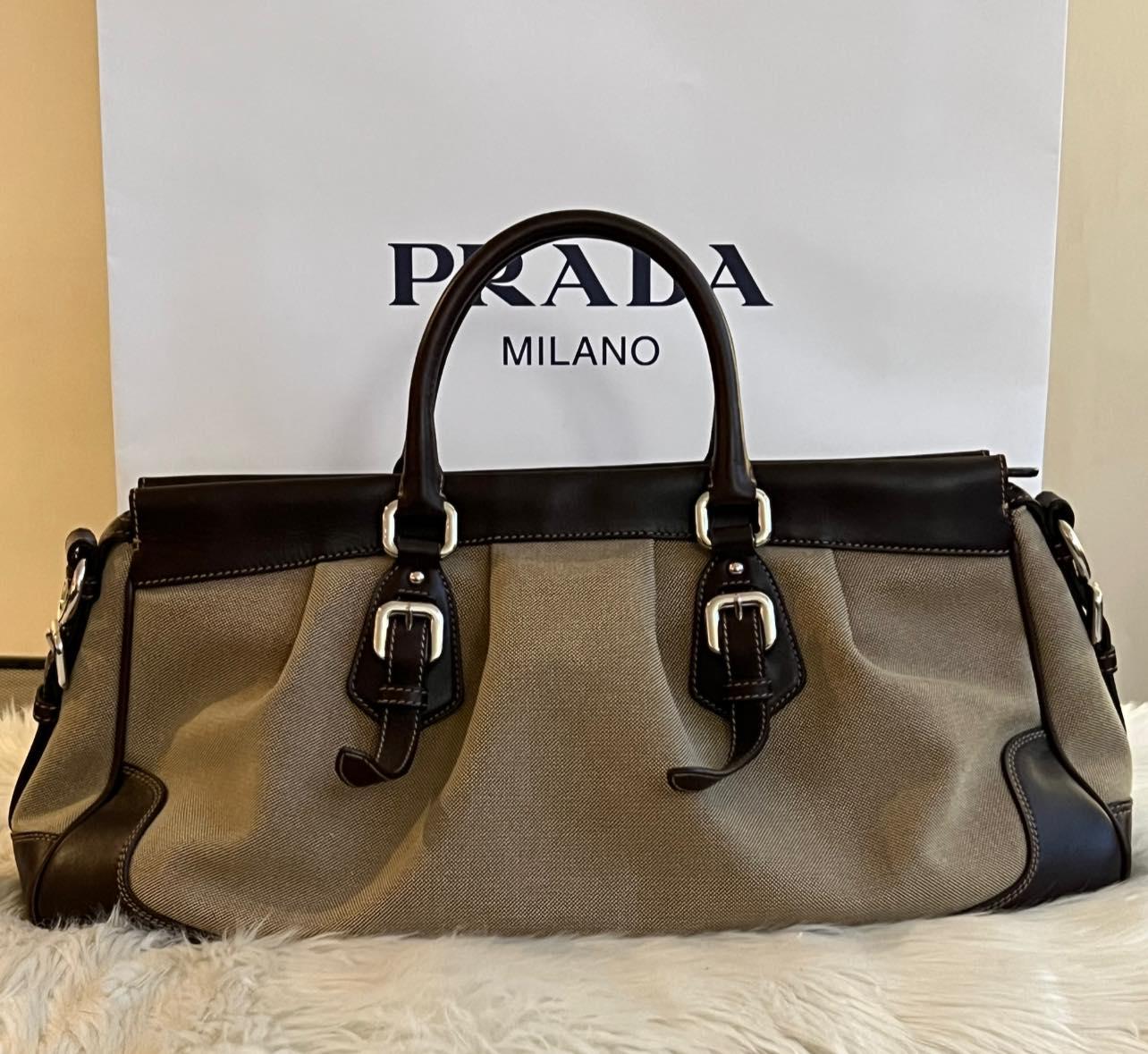 Prada Logo Satchel in Jacquard Canvas