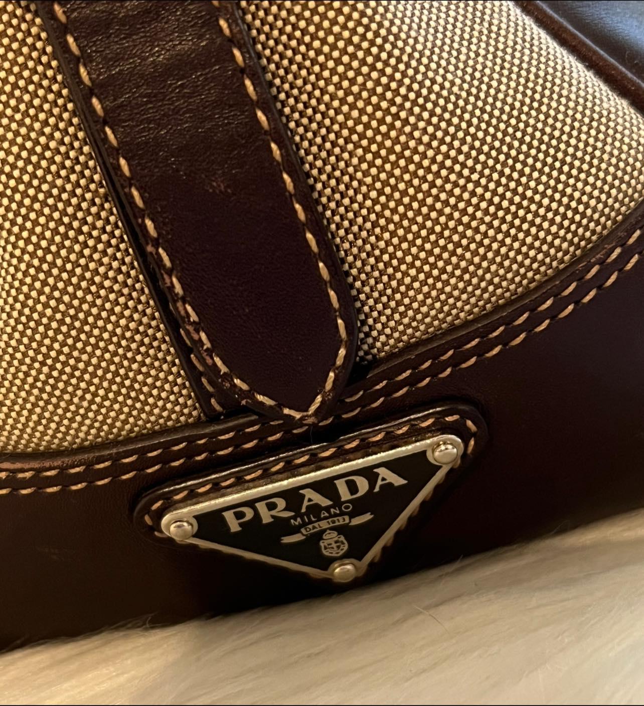 Prada Logo Satchel in Jacquard Canvas