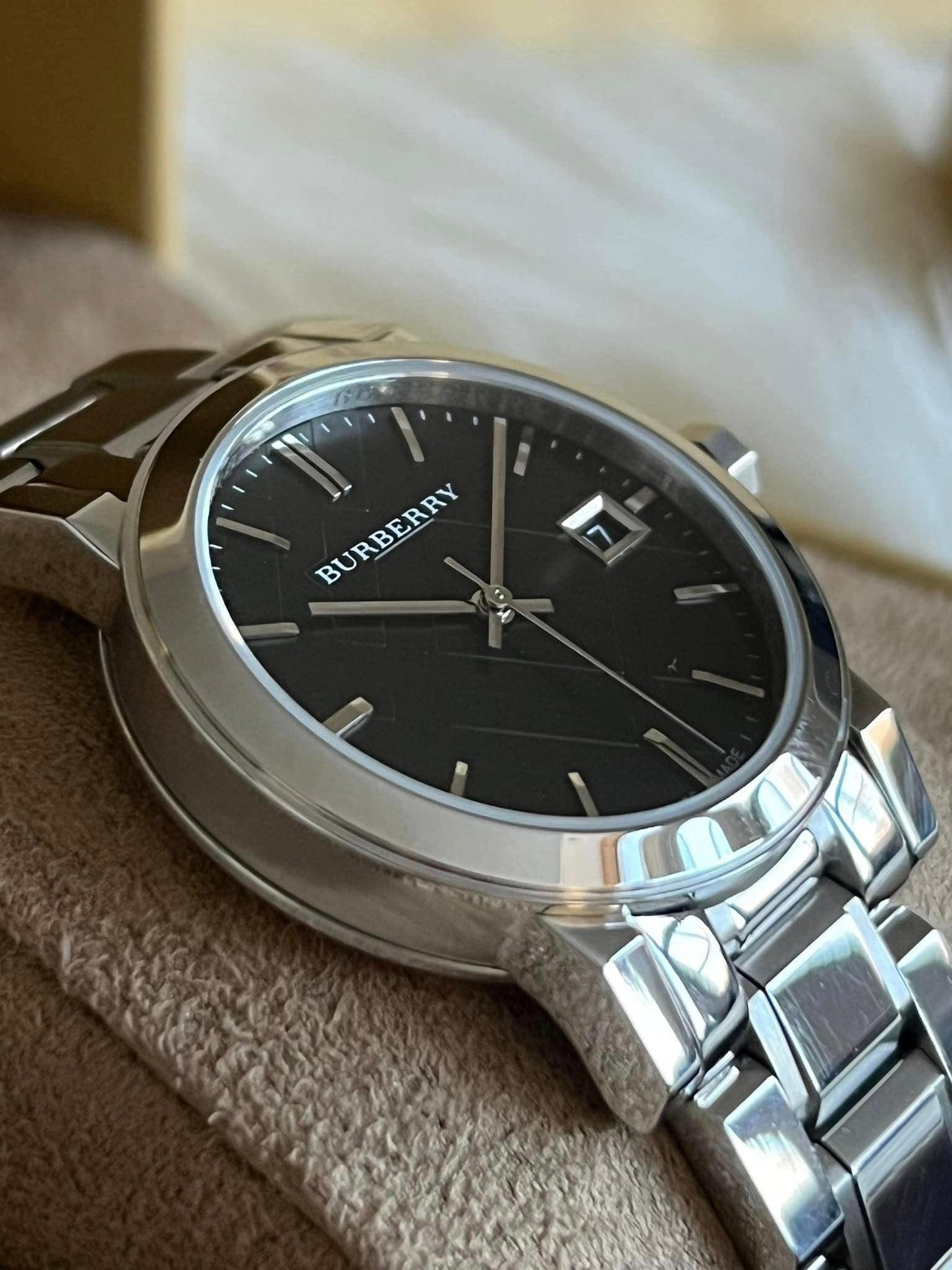 Burberry Women’s Black Check Stamped Dial Stainless Steel