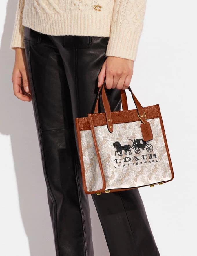 Coach Field Tote 22 with Horse and Carriage Print and Carriage Badge