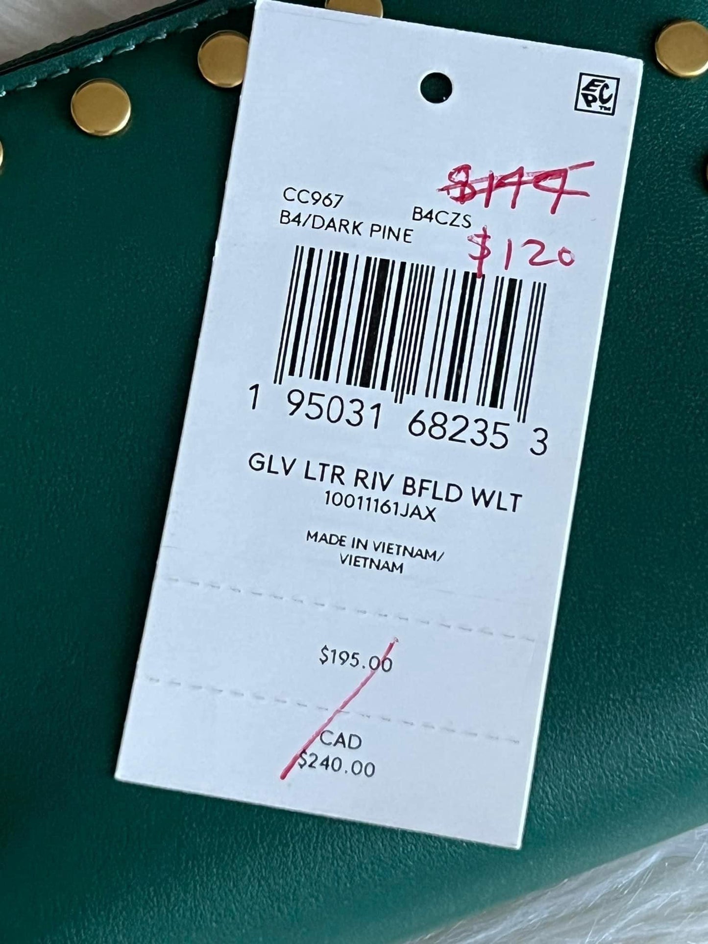 Coach Billfold Wallet with Rivets