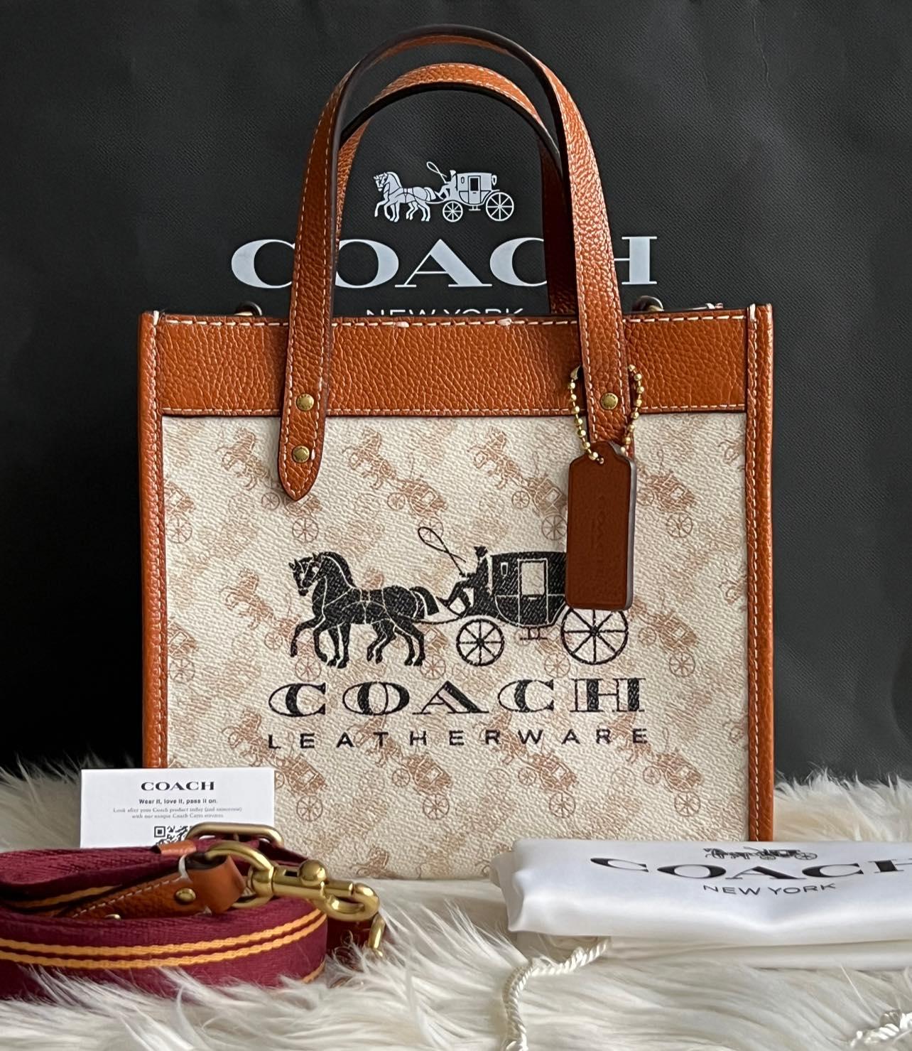 Coach Field Tote 22 with Horse and Carriage Print and Carriage Badge