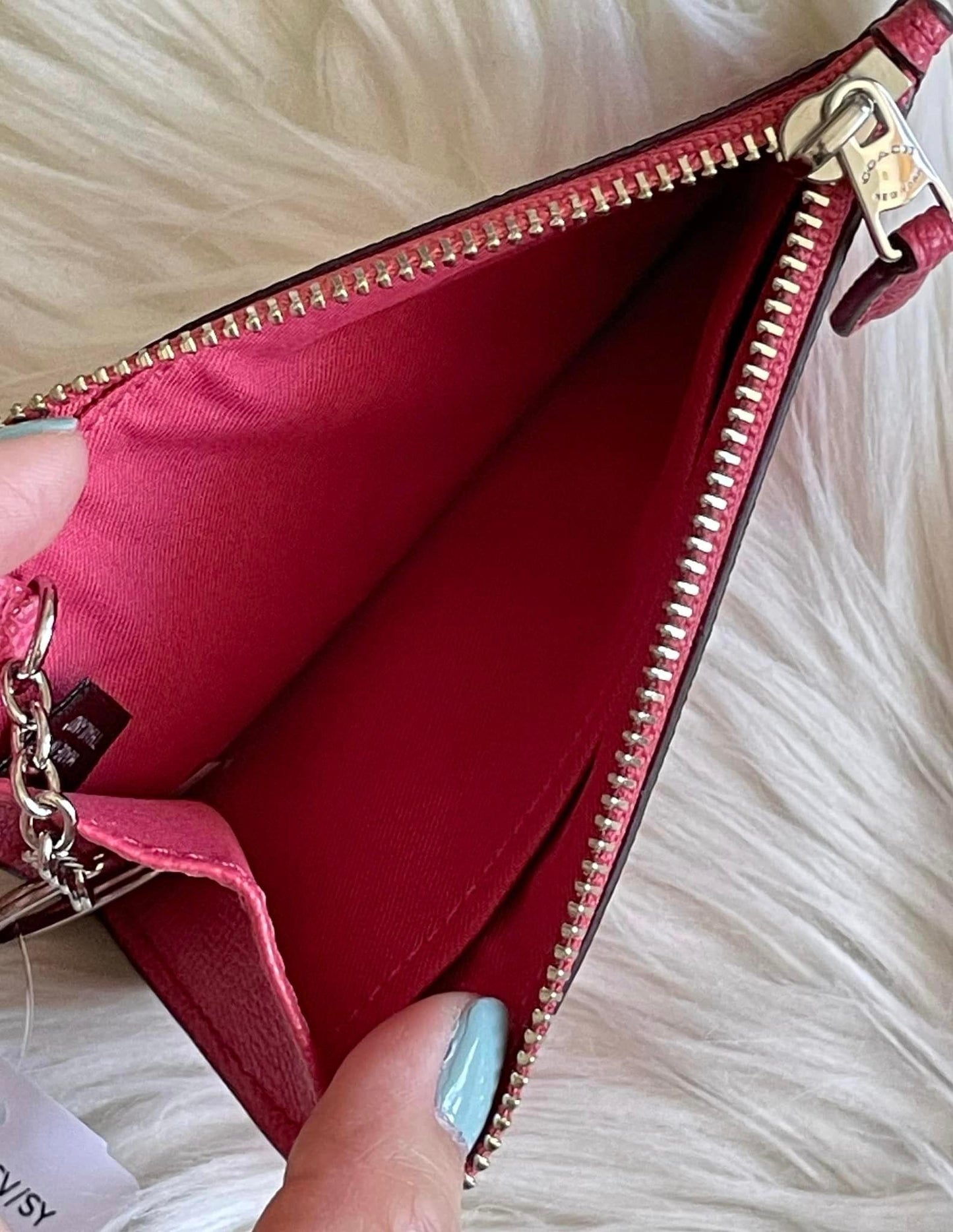 Coach Key Pouch with Gussett in Crossgrain Leather