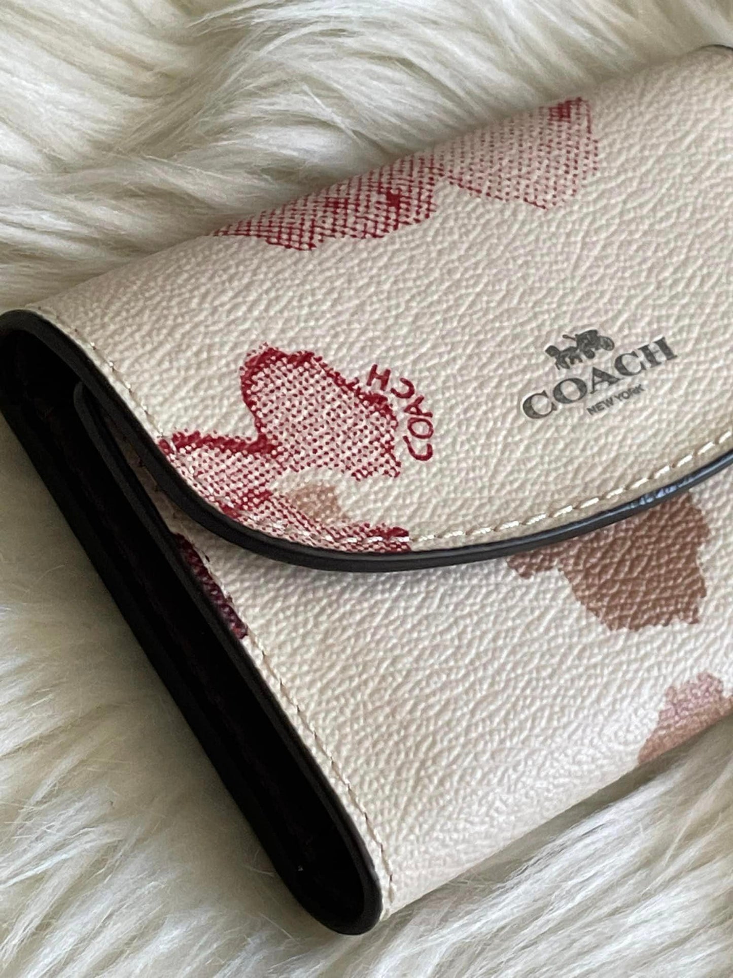 Coach Key Case with Halftone Floral Print