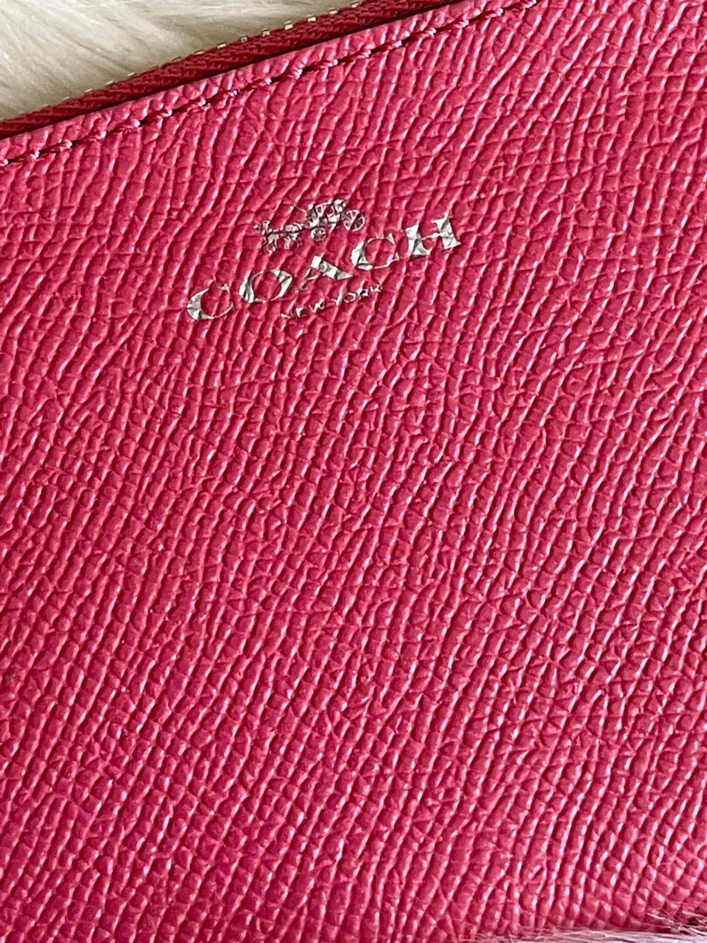 Coach Key Pouch with Gussett in Crossgrain Leather