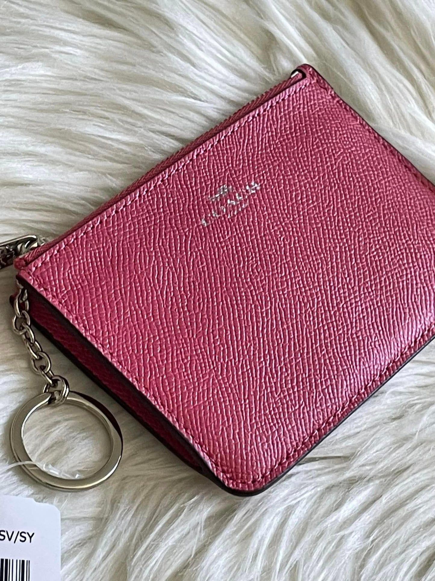 Coach Key Pouch with Gussett in Crossgrain Leather