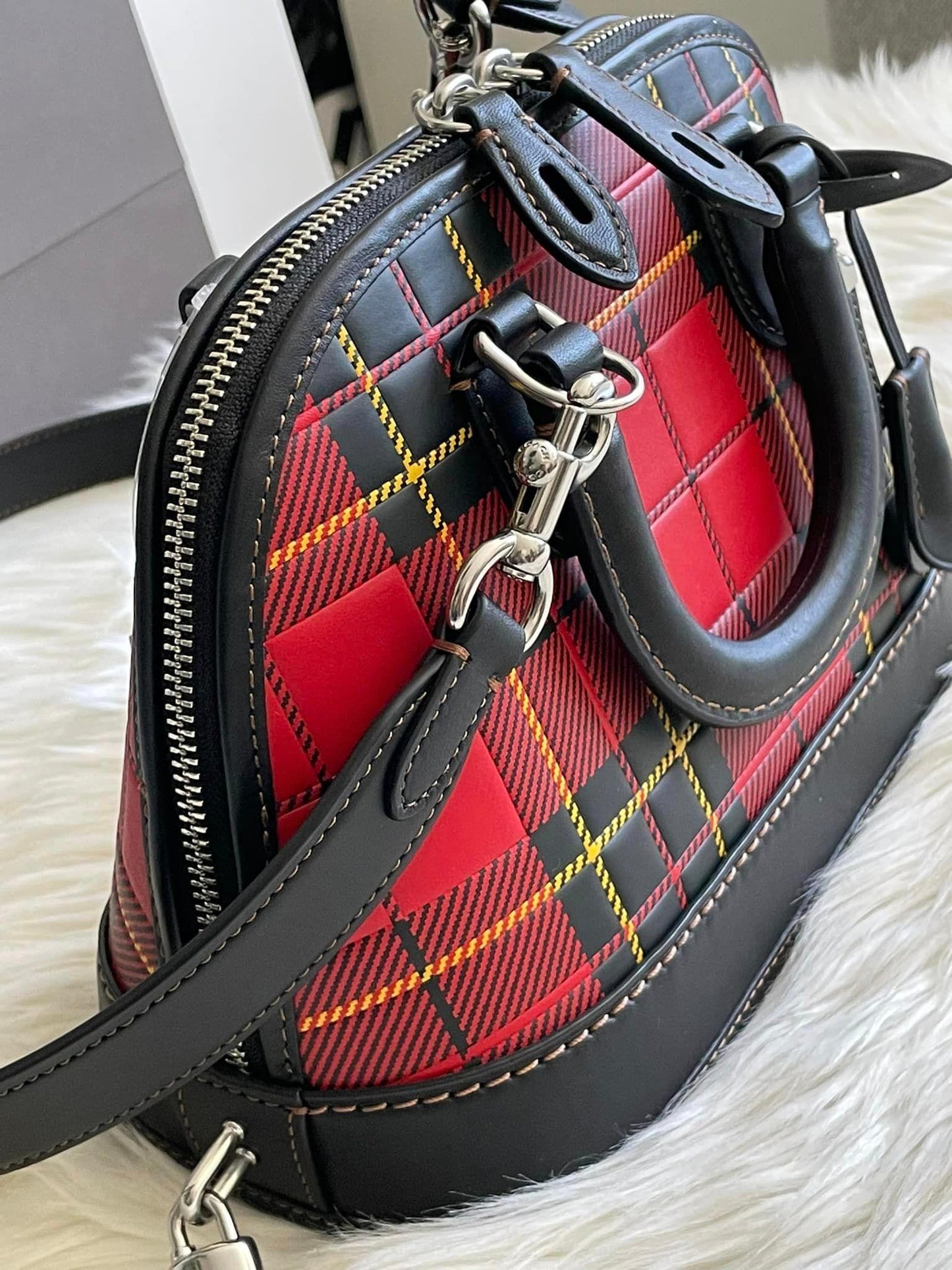Coach Revel Bag 24 with Plaid Print