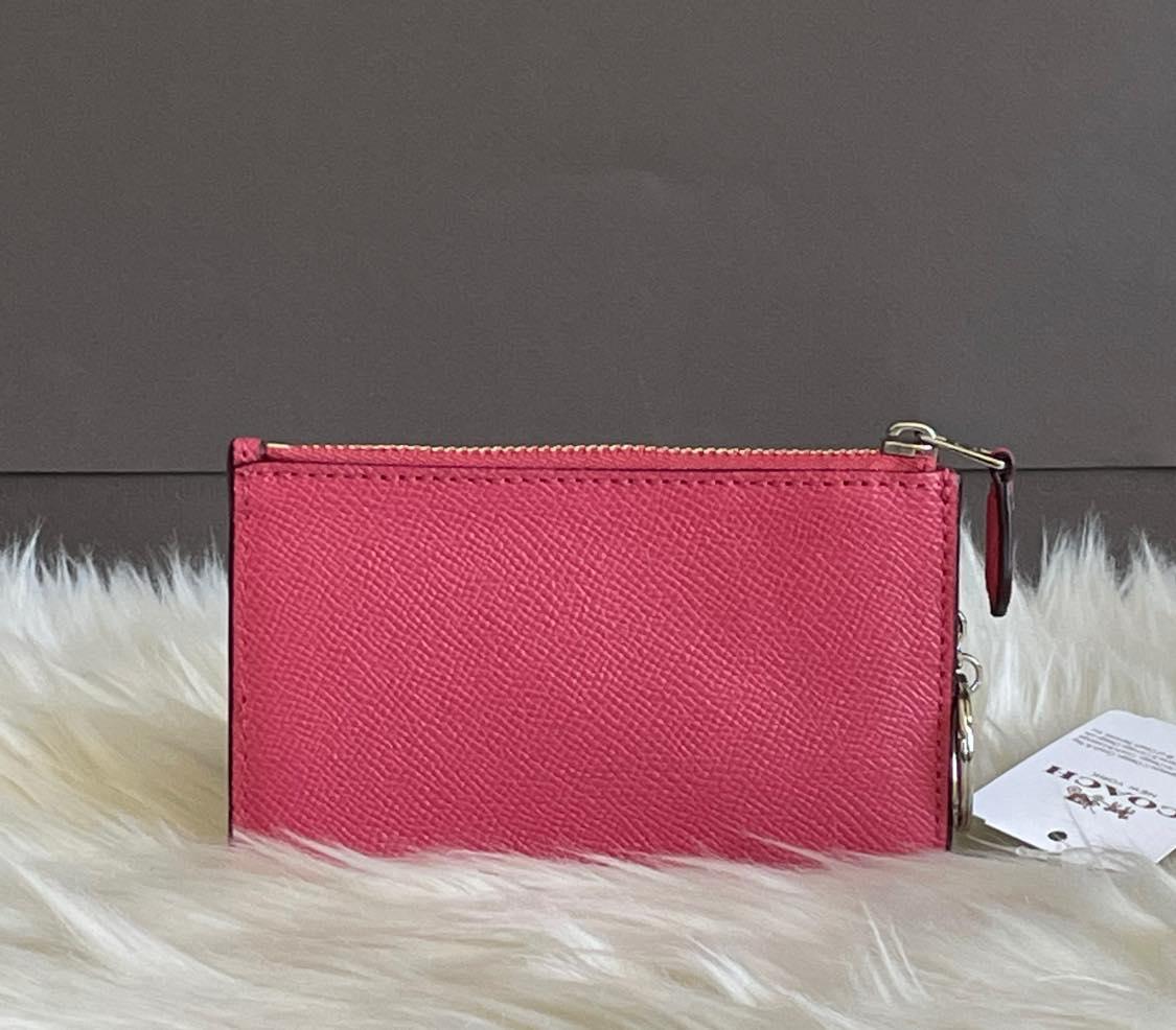 Coach Key Pouch with Gussett in Crossgrain Leather
