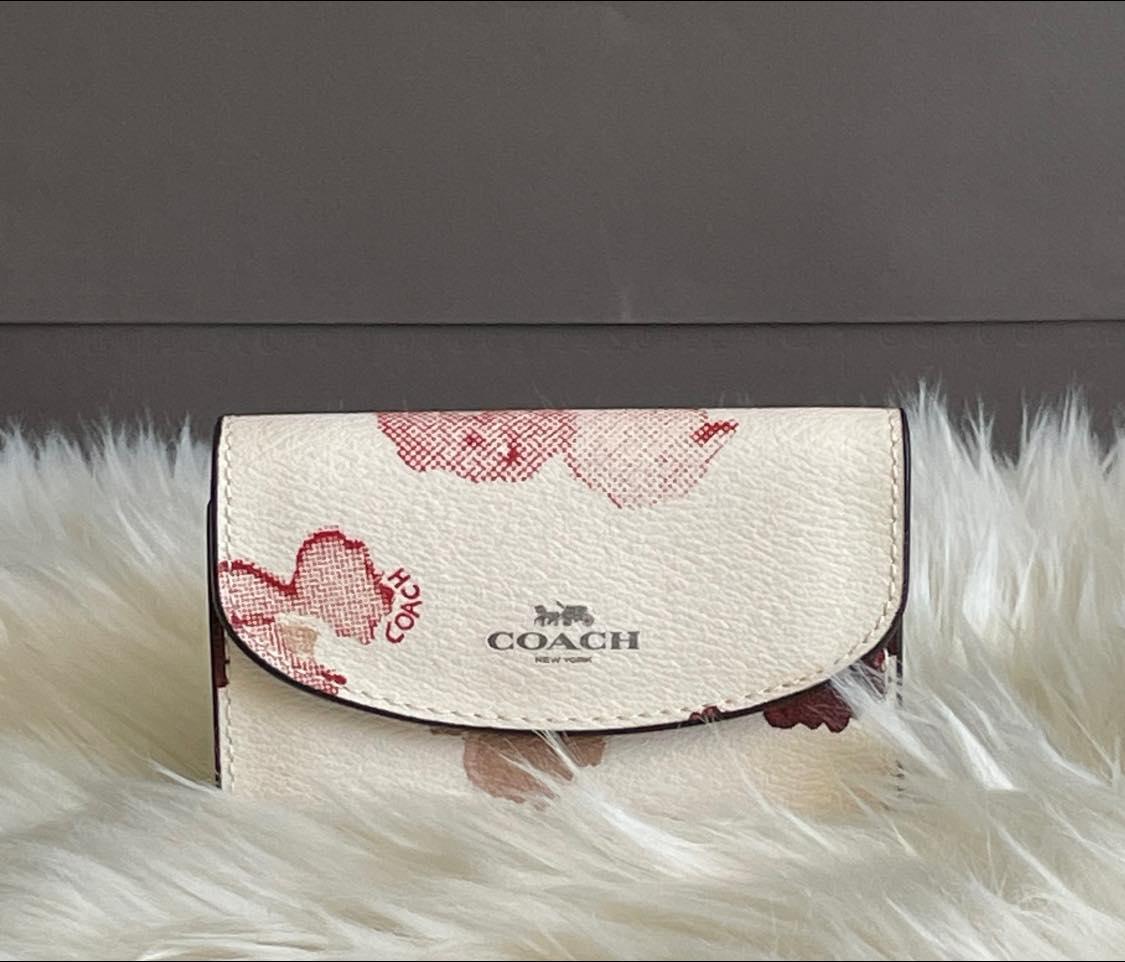 Coach Key Case with Halftone Floral Print