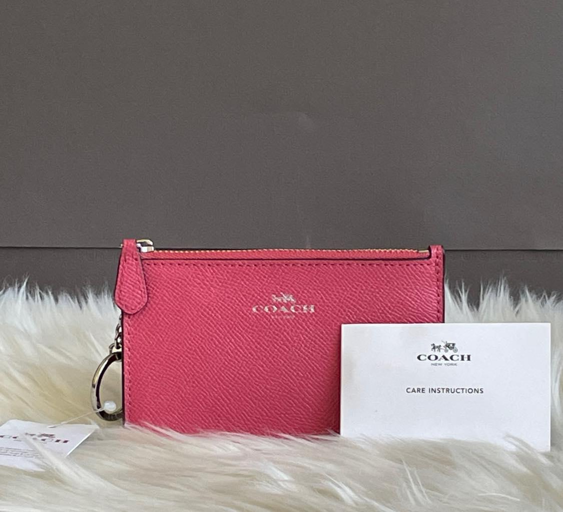 Coach Key Pouch with Gussett in Crossgrain Leather