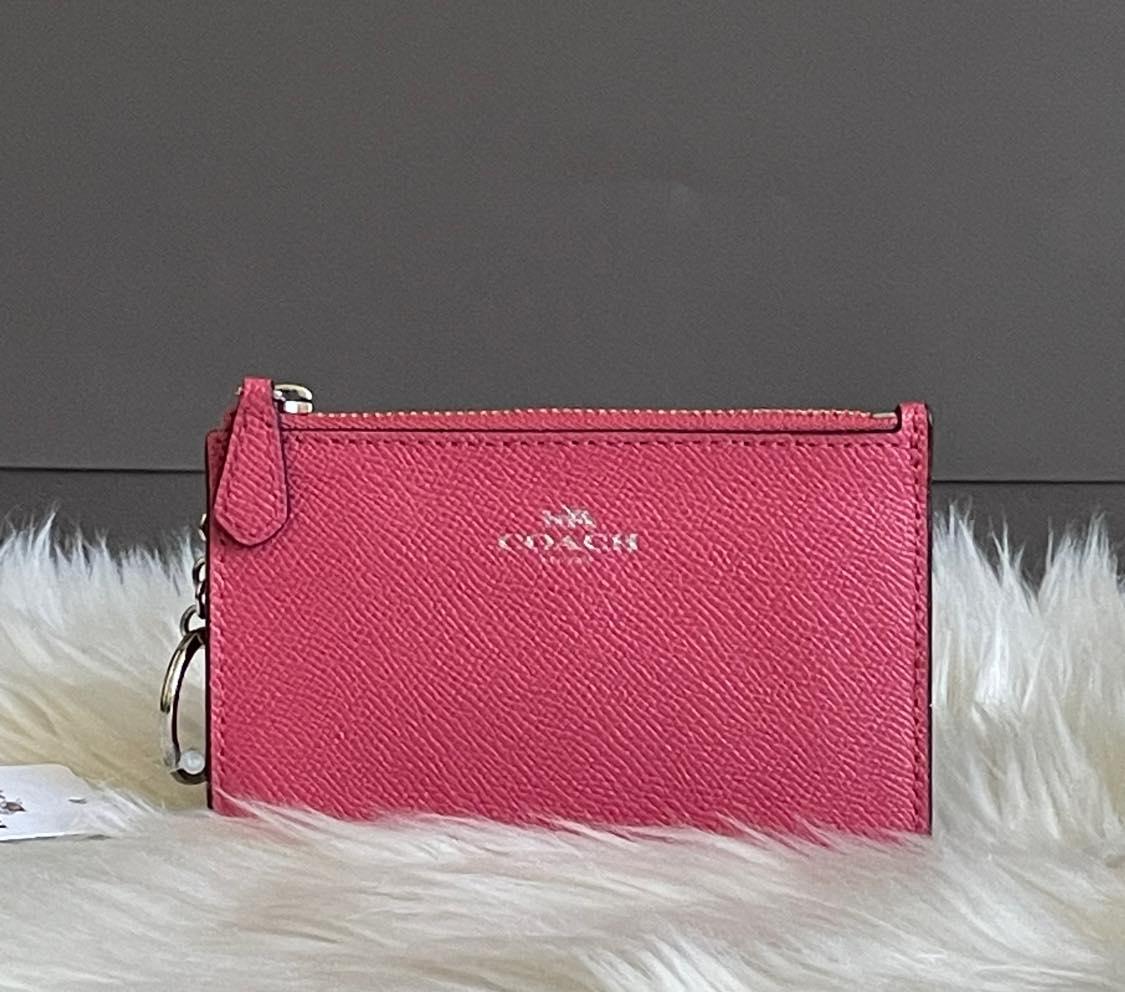 Coach Key Pouch with Gussett in Crossgrain Leather