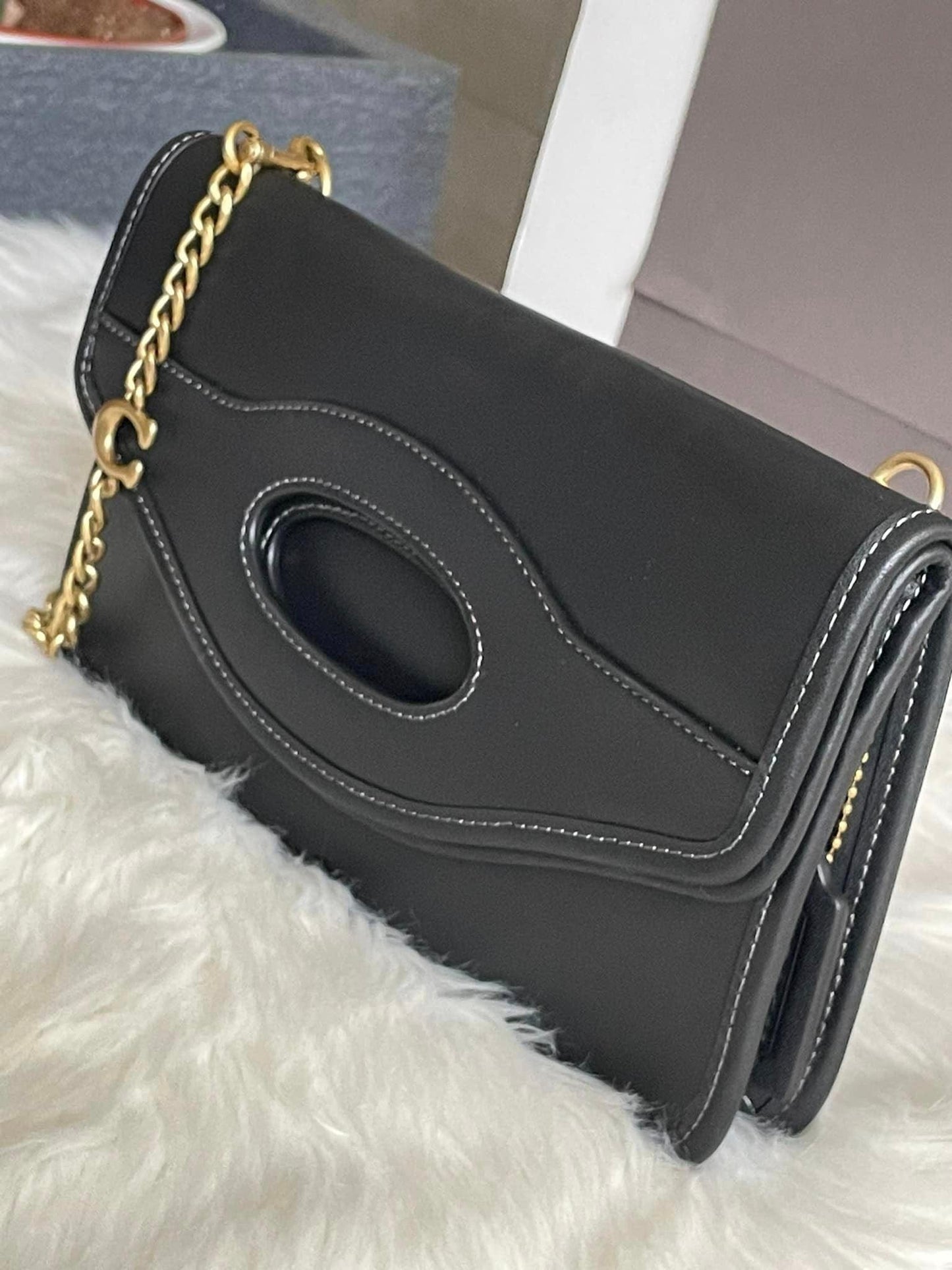 Coach Foldover Cut Out Clutch Crossbody