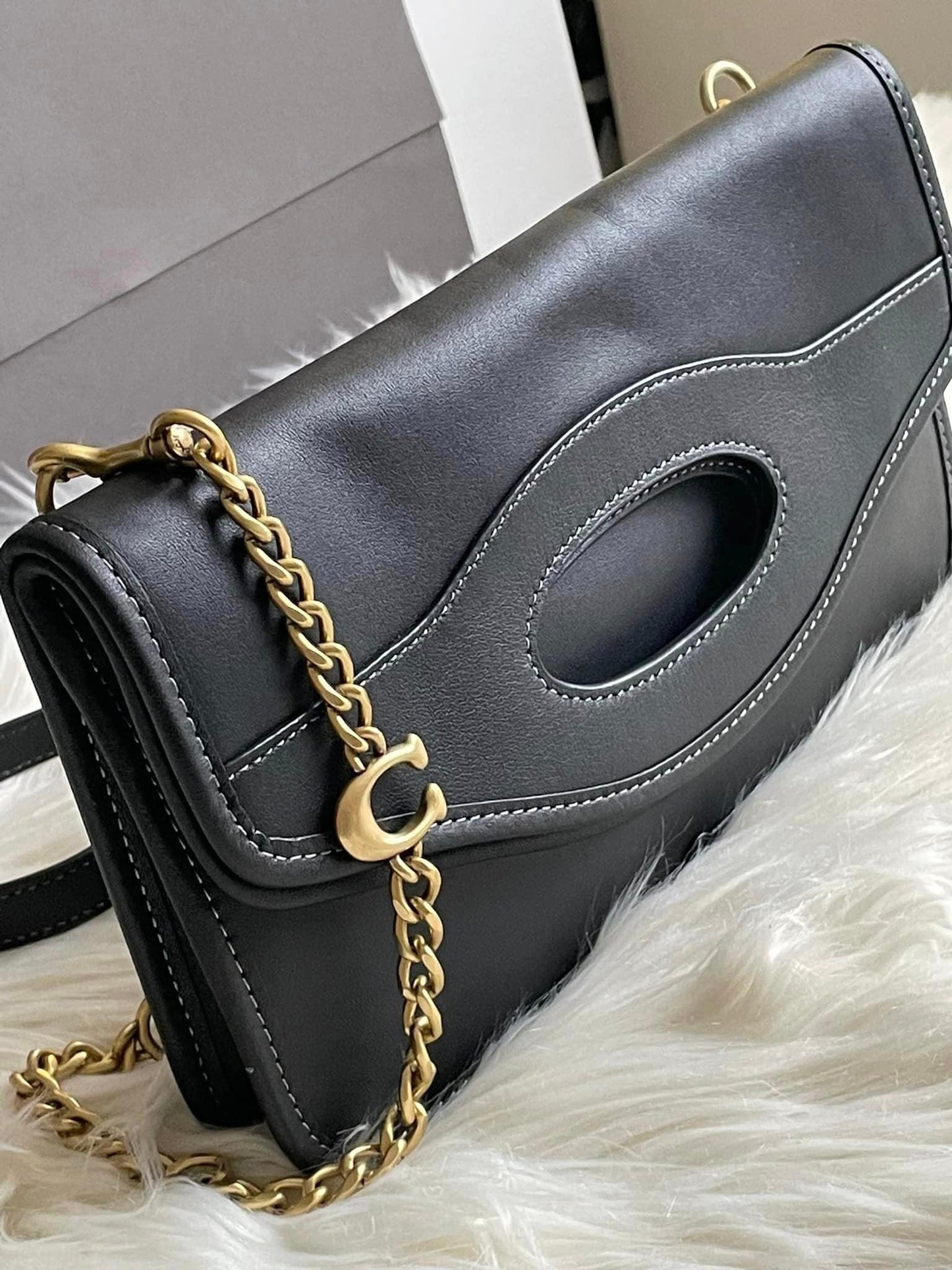 Coach Foldover Cut Out Clutch Crossbody