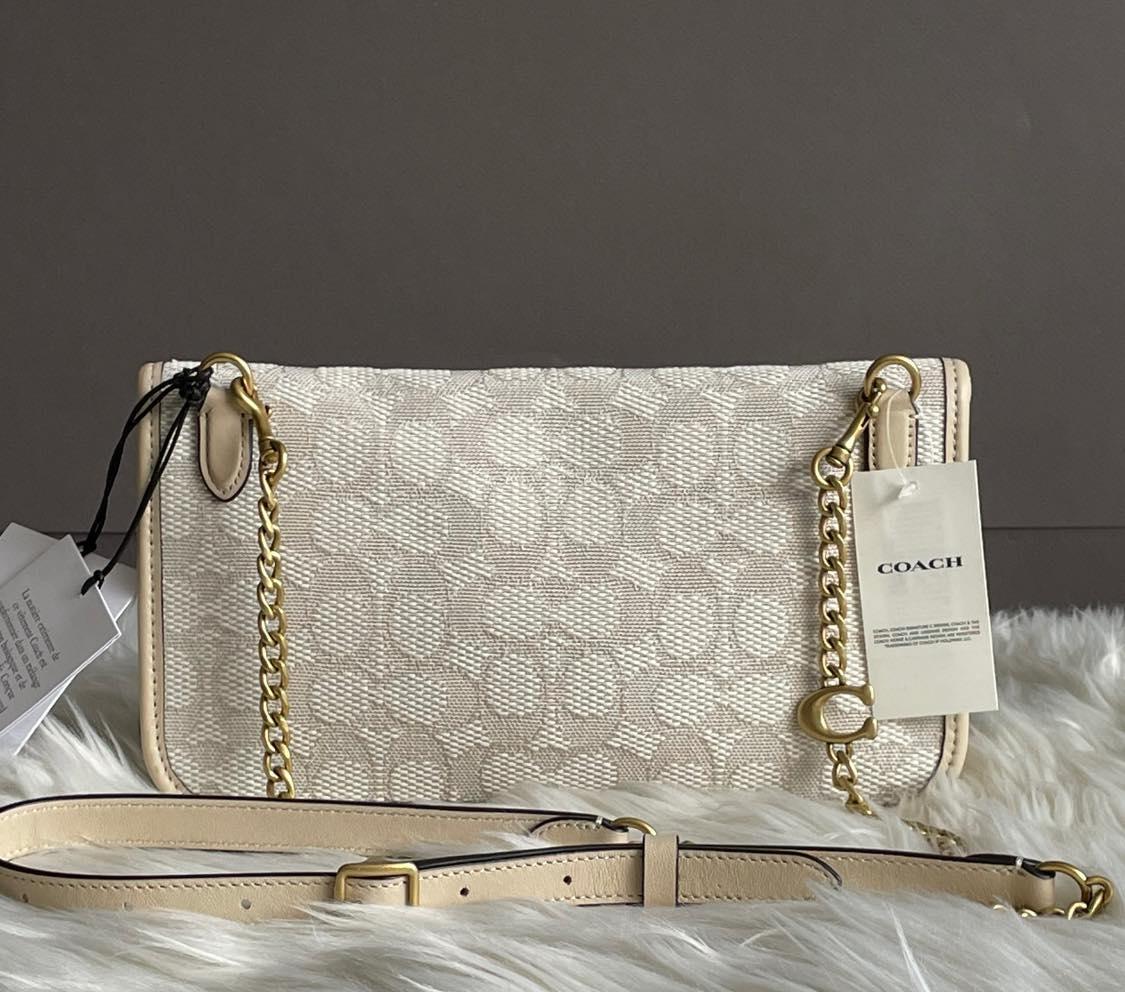 Coach Foldover Cut Out Clutch Crossbody in Signature Jacquard