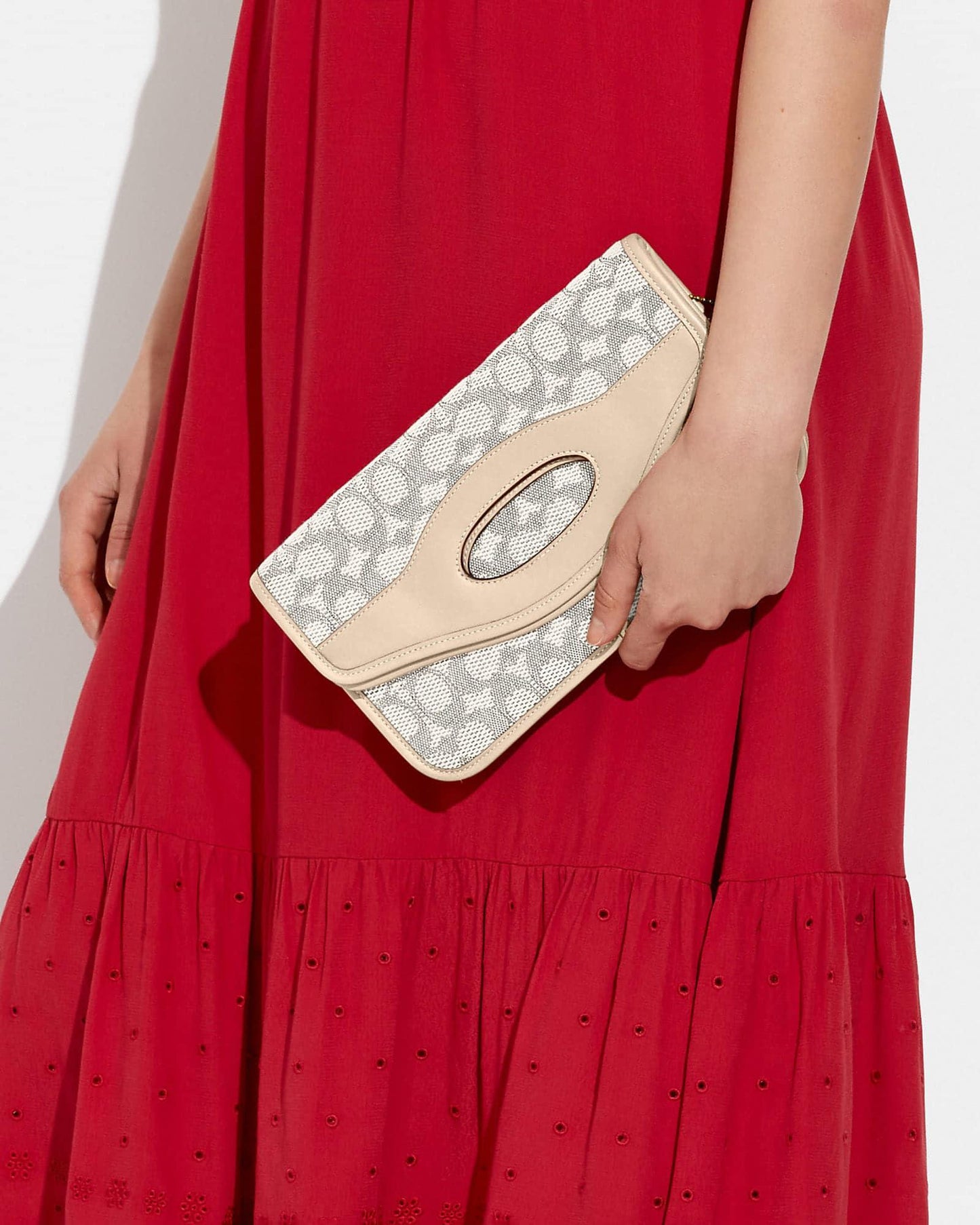 Coach Foldover Cut Out Clutch Crossbody in Signature Jacquard