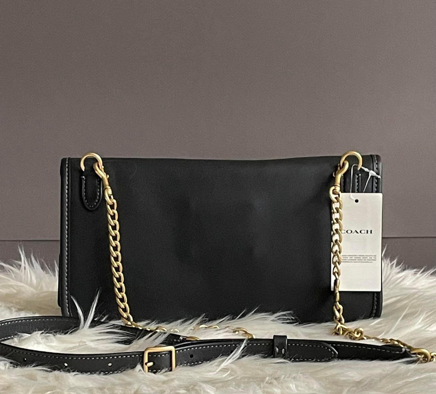 Coach Foldover Cut Out Clutch Crossbody