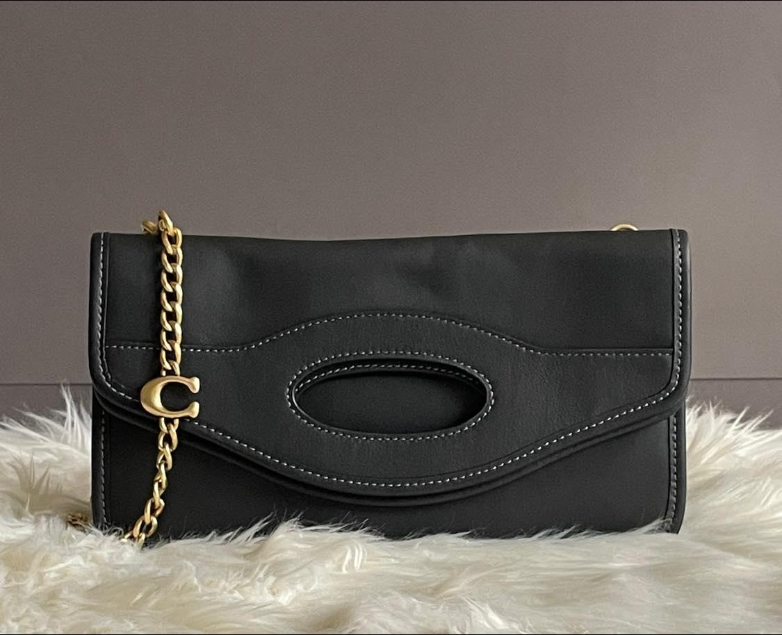 Coach Foldover Cut Out Clutch Crossbody