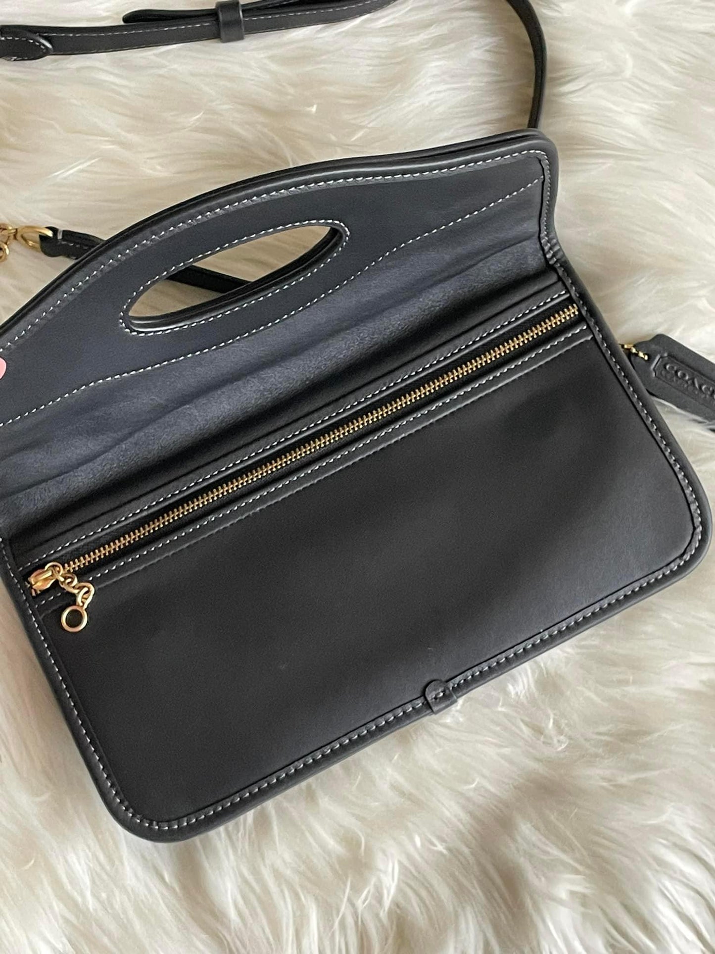 Coach Foldover Cut Out Clutch Crossbody