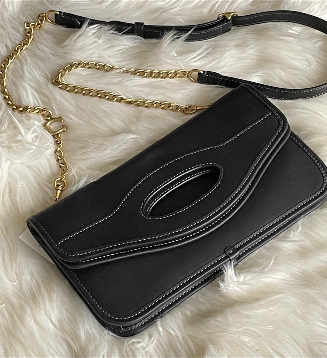 Coach Foldover Cut Out Clutch Crossbody