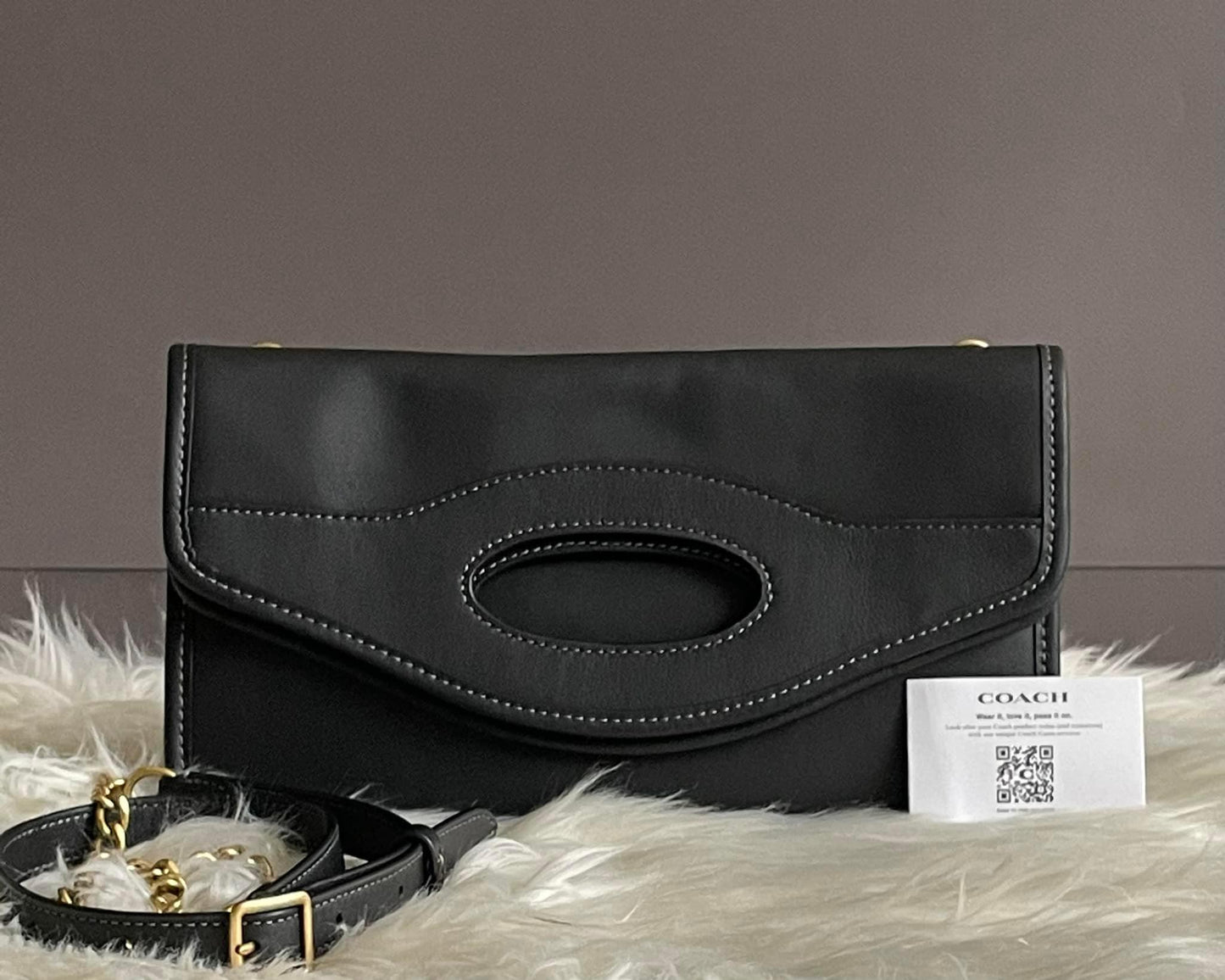 Coach Foldover Cut Out Clutch Crossbody