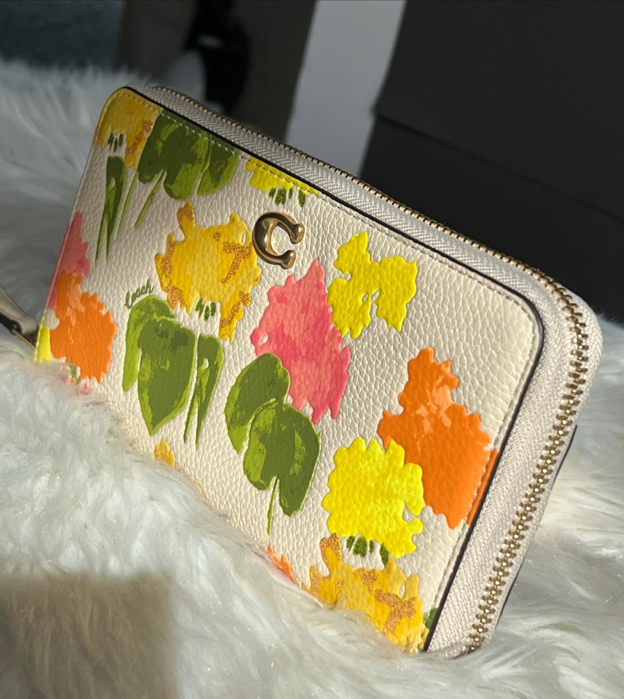 Coach Accordion Zip Wallet with Floral Print