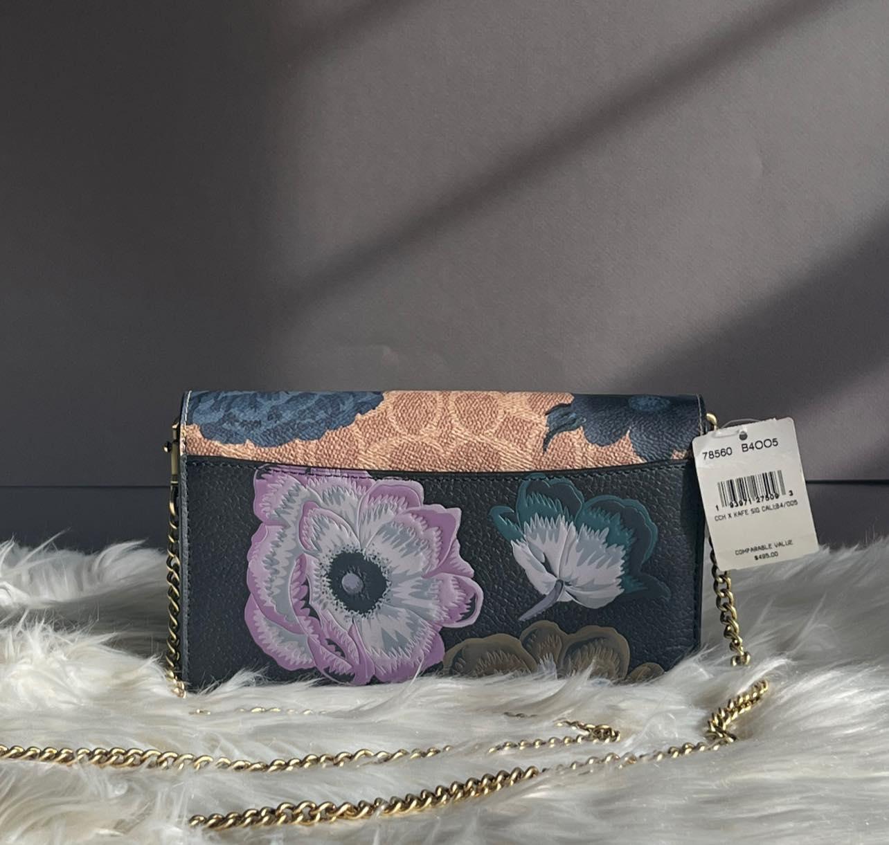 Coach Callie Foldover Chain Clutch in Signature Canvas with Kaffe Fassett Print