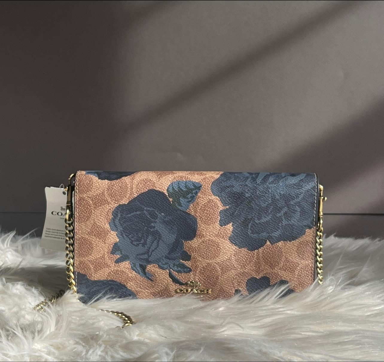 Coach Callie Foldover Chain Clutch in Signature Canvas with Kaffe Fassett Print