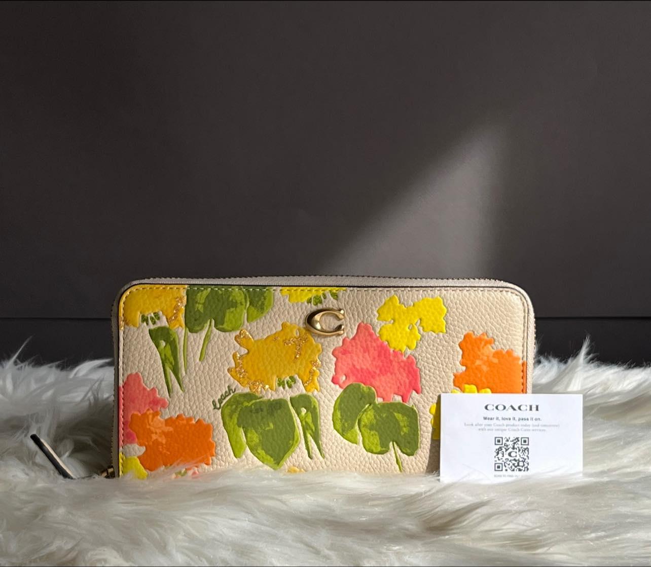 Coach Accordion Zip Wallet with Floral Print
