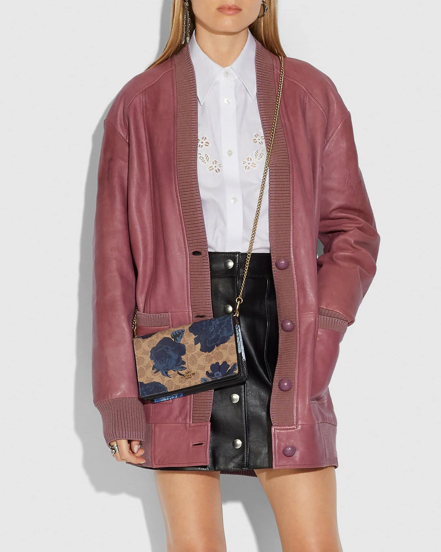 Coach Callie Foldover Chain Clutch in Signature Canvas with Kaffe Fassett Print