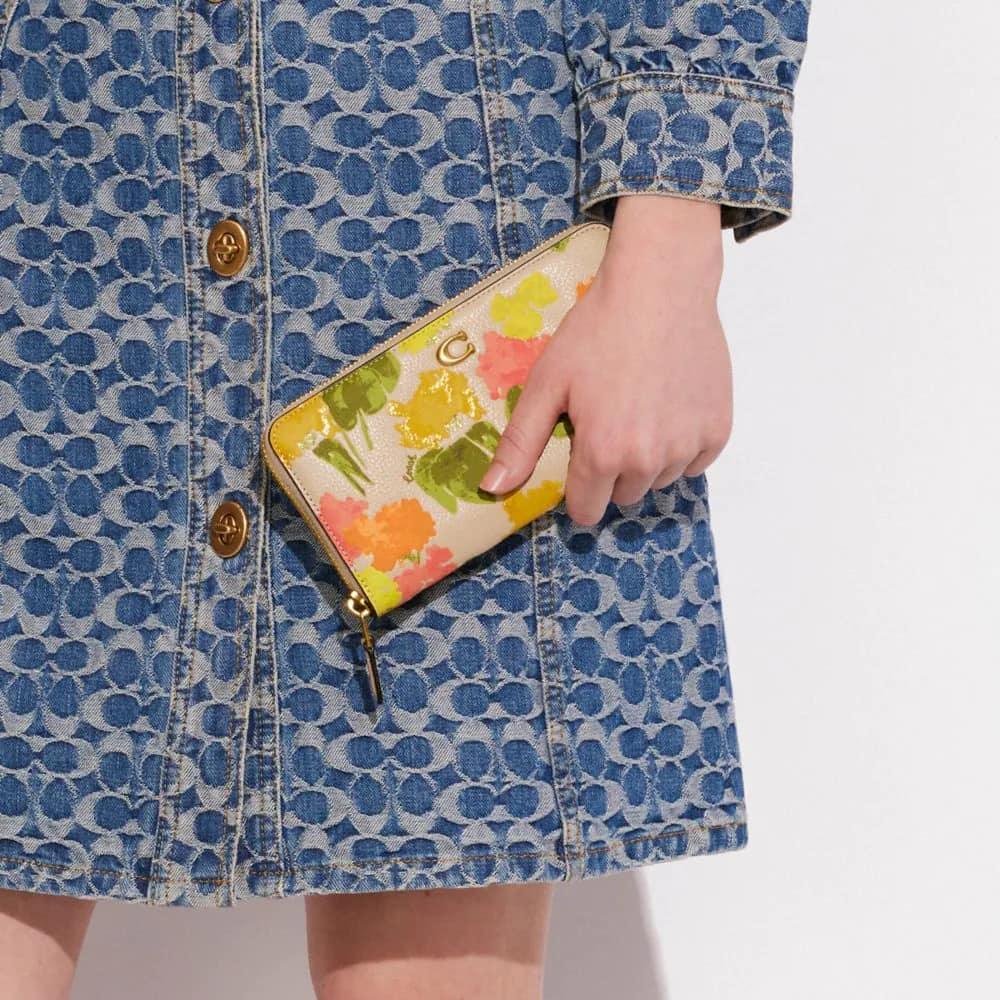 Coach Accordion Zip Wallet with Floral Print
