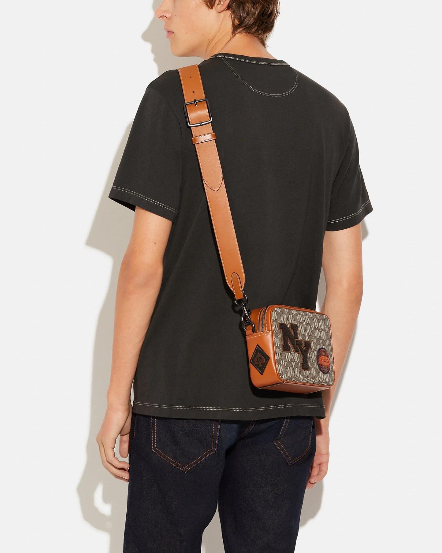 Coach Flight Bag 19 in Signature Textile Jacquard with Varsity Patches