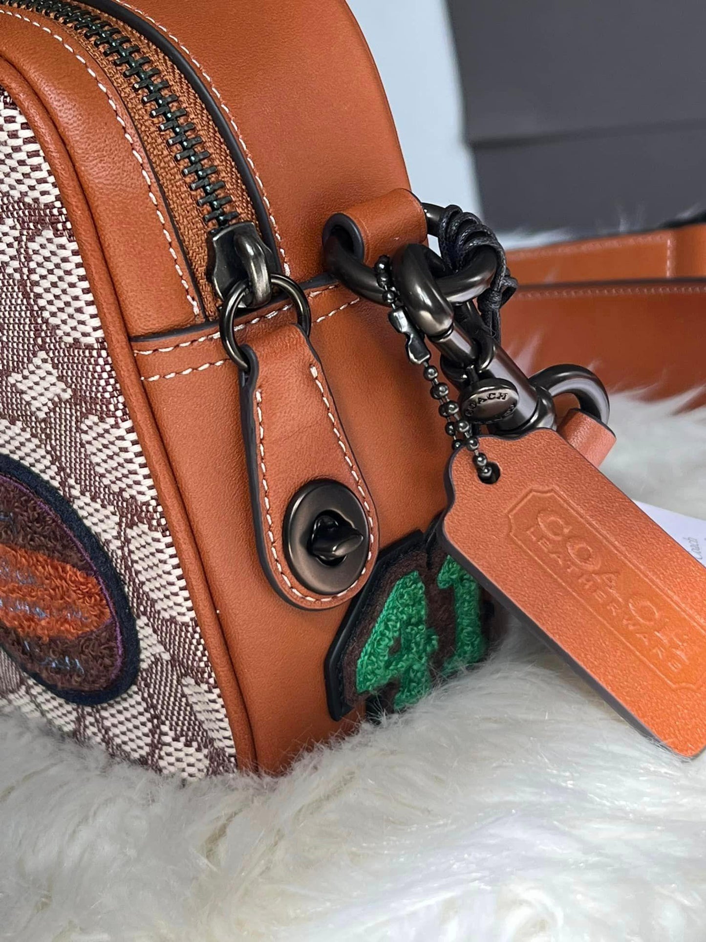 Coach Flight Bag 19 in Signature Textile Jacquard with Varsity Patches