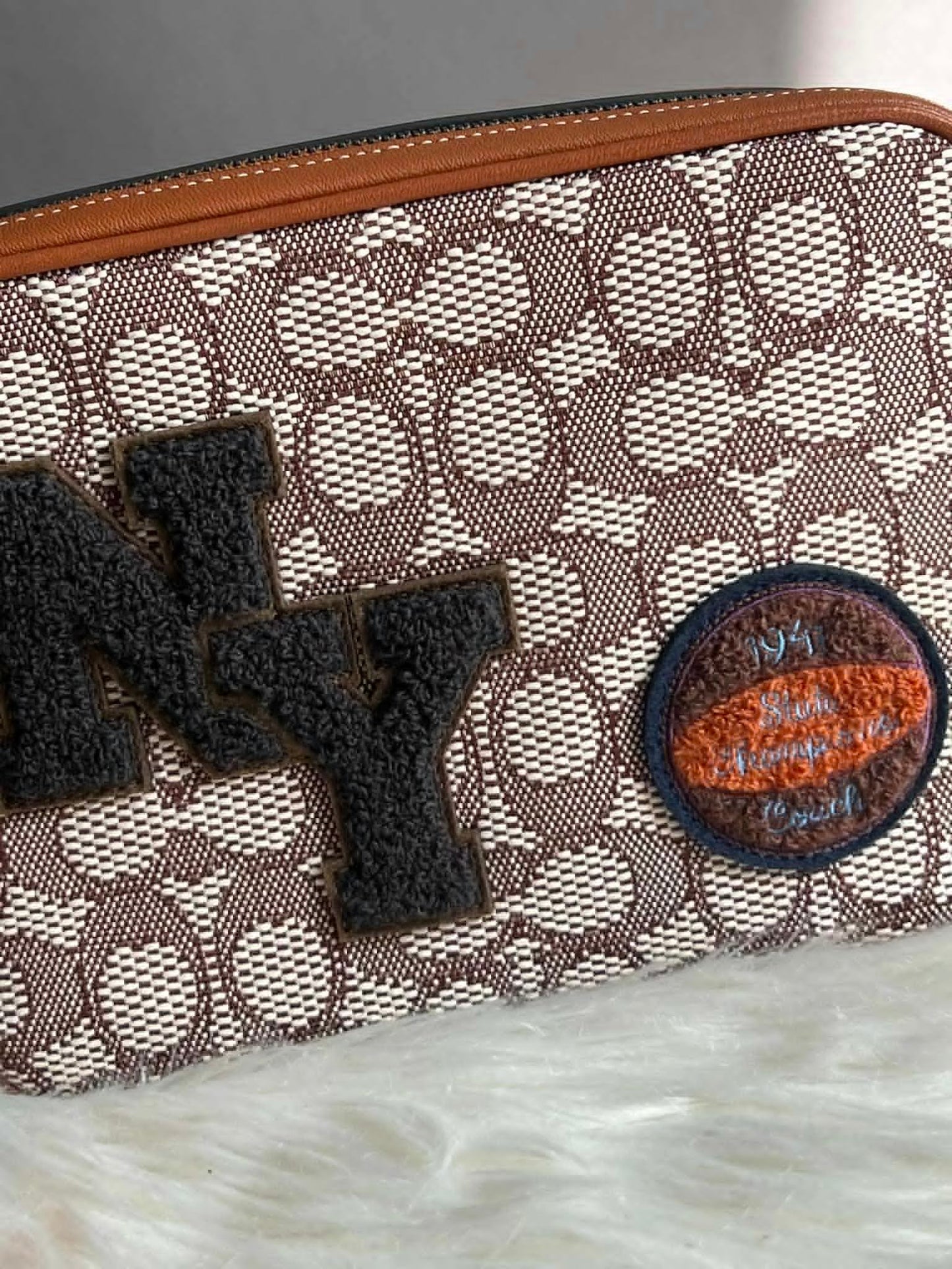 Coach Flight Bag 19 in Signature Textile Jacquard with Varsity Patches
