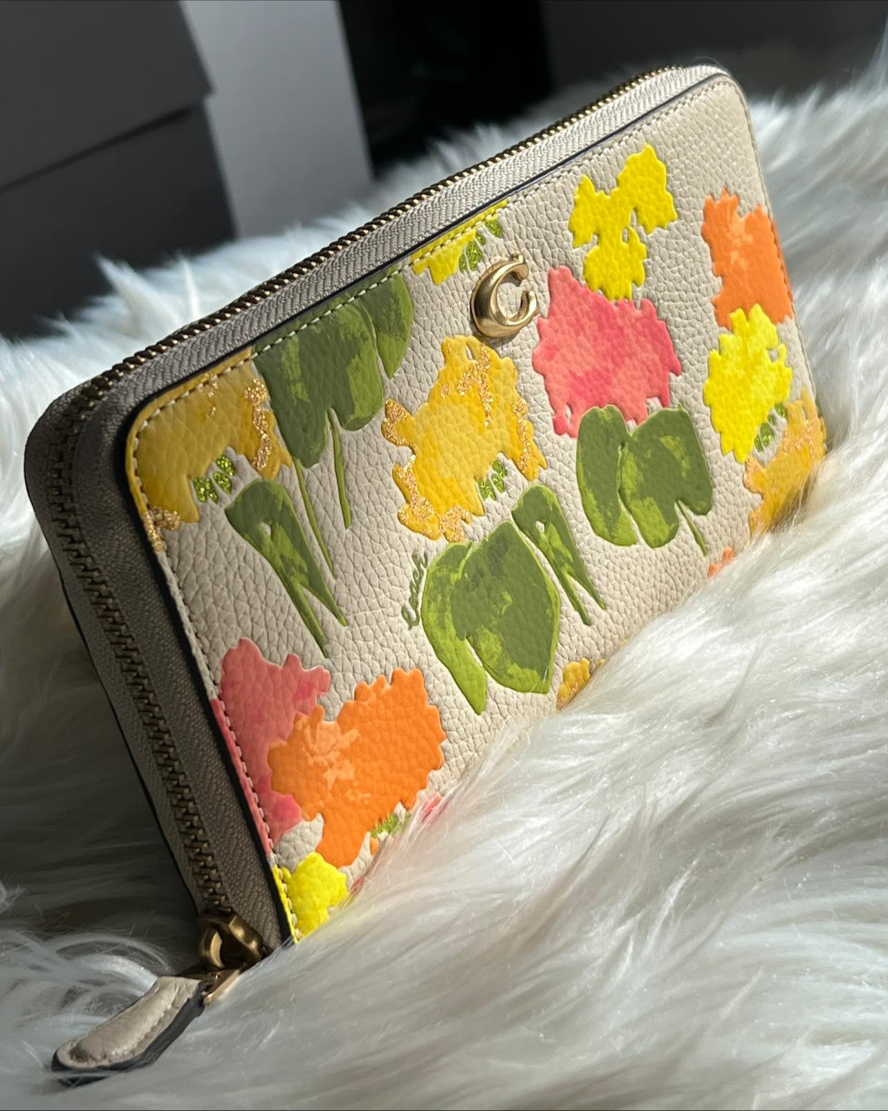 Coach Accordion Zip Wallet with Floral Print