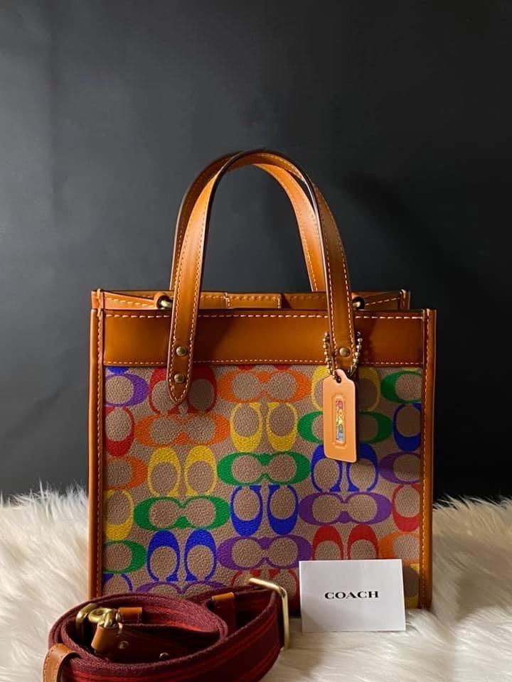 Coach Field Tote 22 in Rainbow Signature Canvas