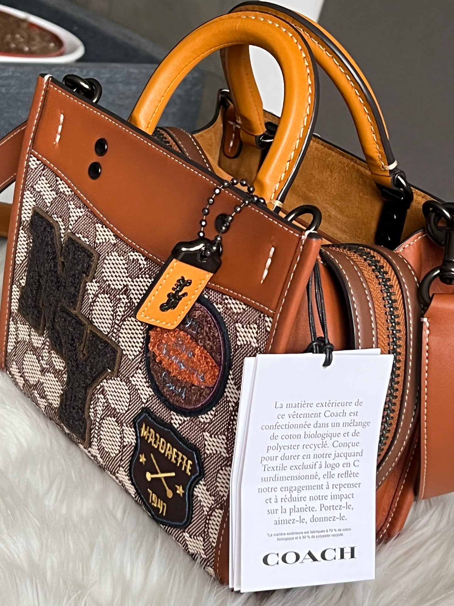Coach Rogue 20 In Signature Textile Jacquard with Varsity Patches
