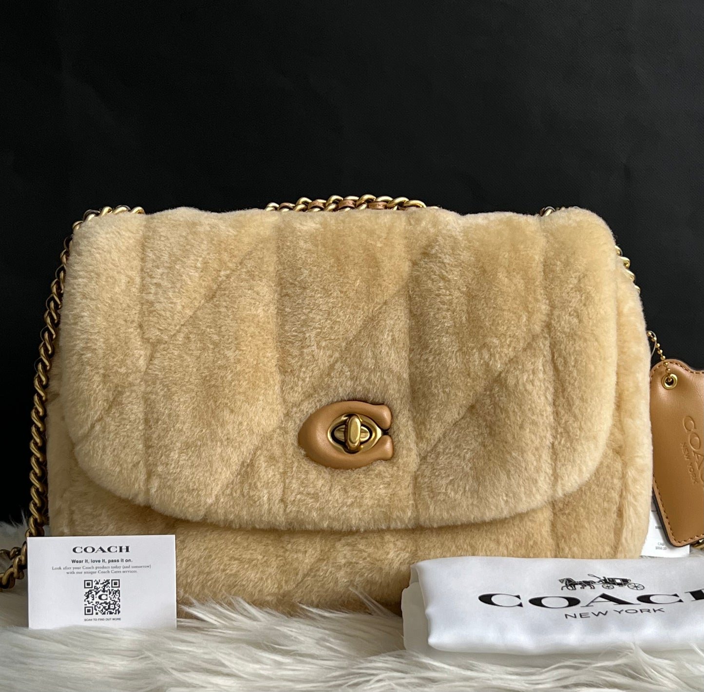Coach Pillow Madison Shoulder Bag in Shearling with Quilting