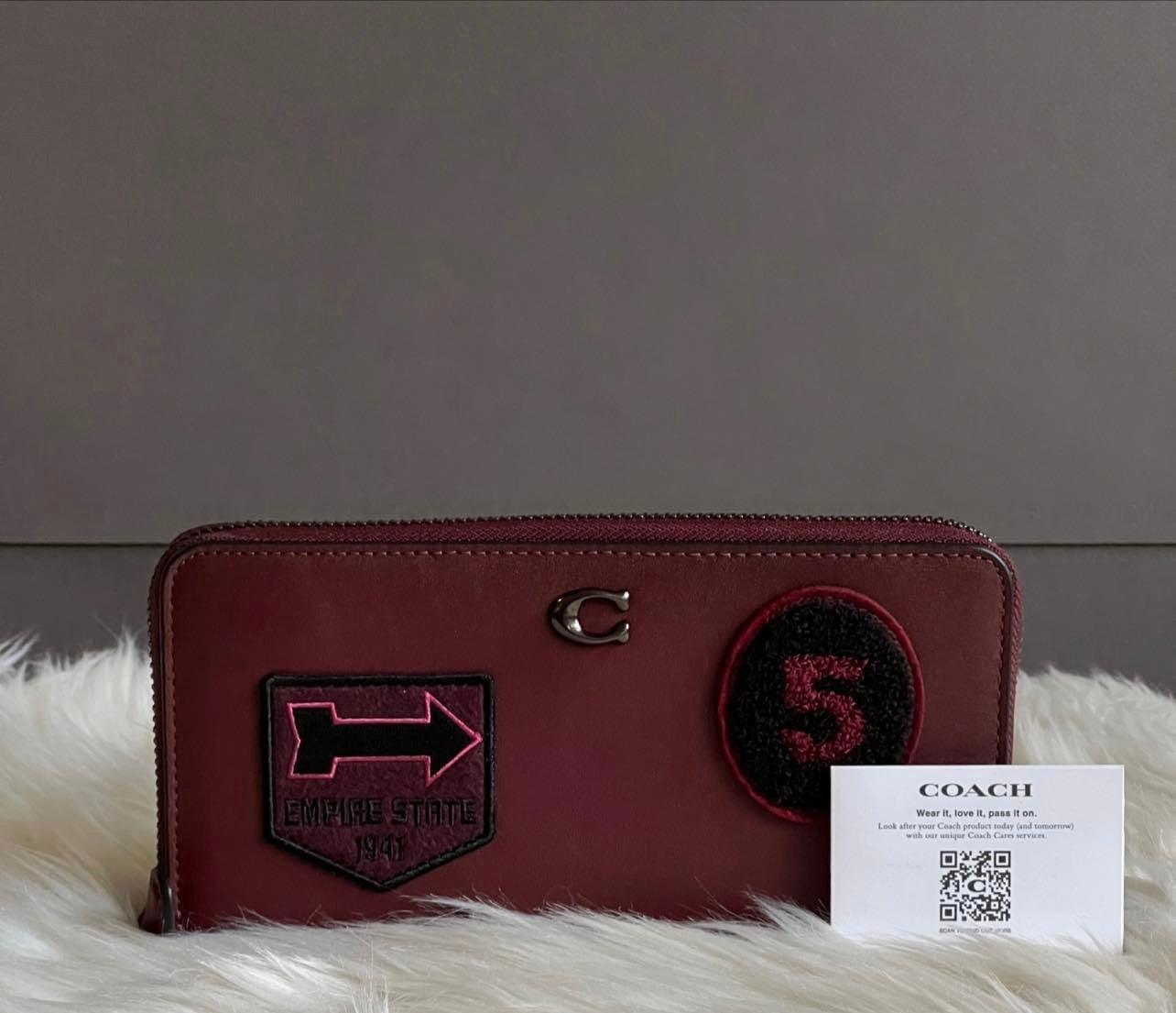 Coach Accordion Zip Wallet with Varsity Patches